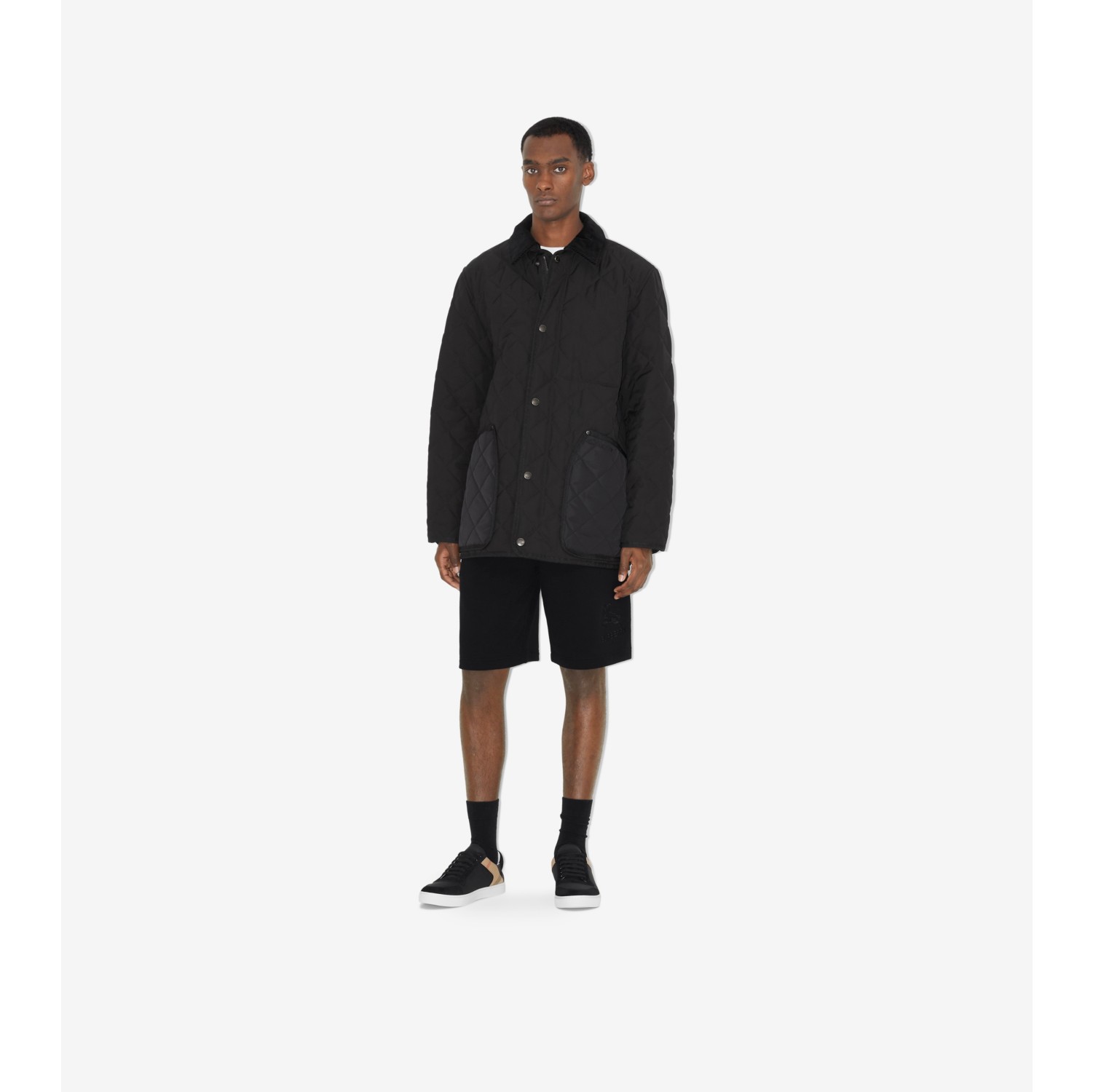 Quilted Thermoregulated Barn Jacket in Black Men Burberry Official