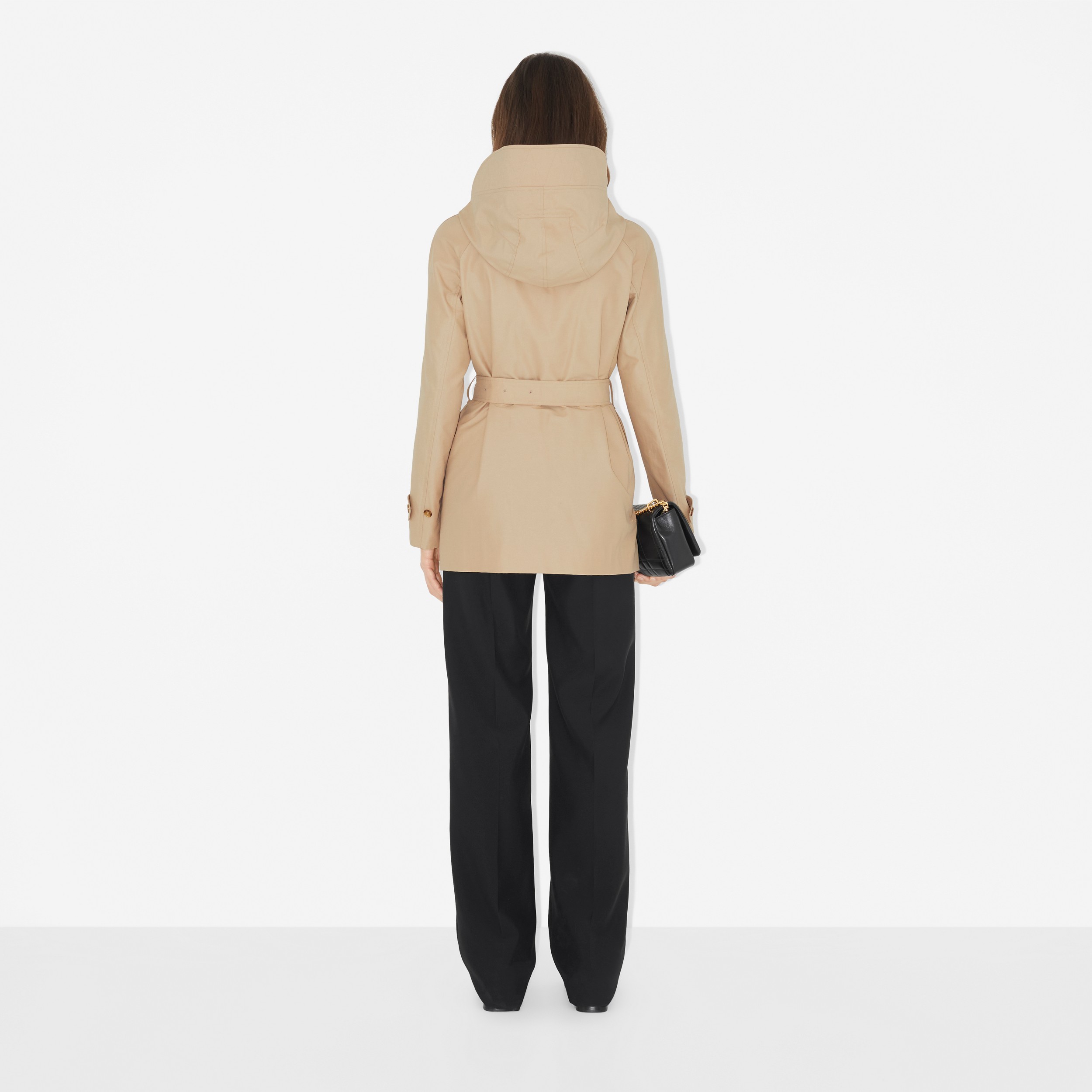 Technical Cotton Faille Hooded Car Coat in Soft Fawn - Women | Burberry® Official - 4