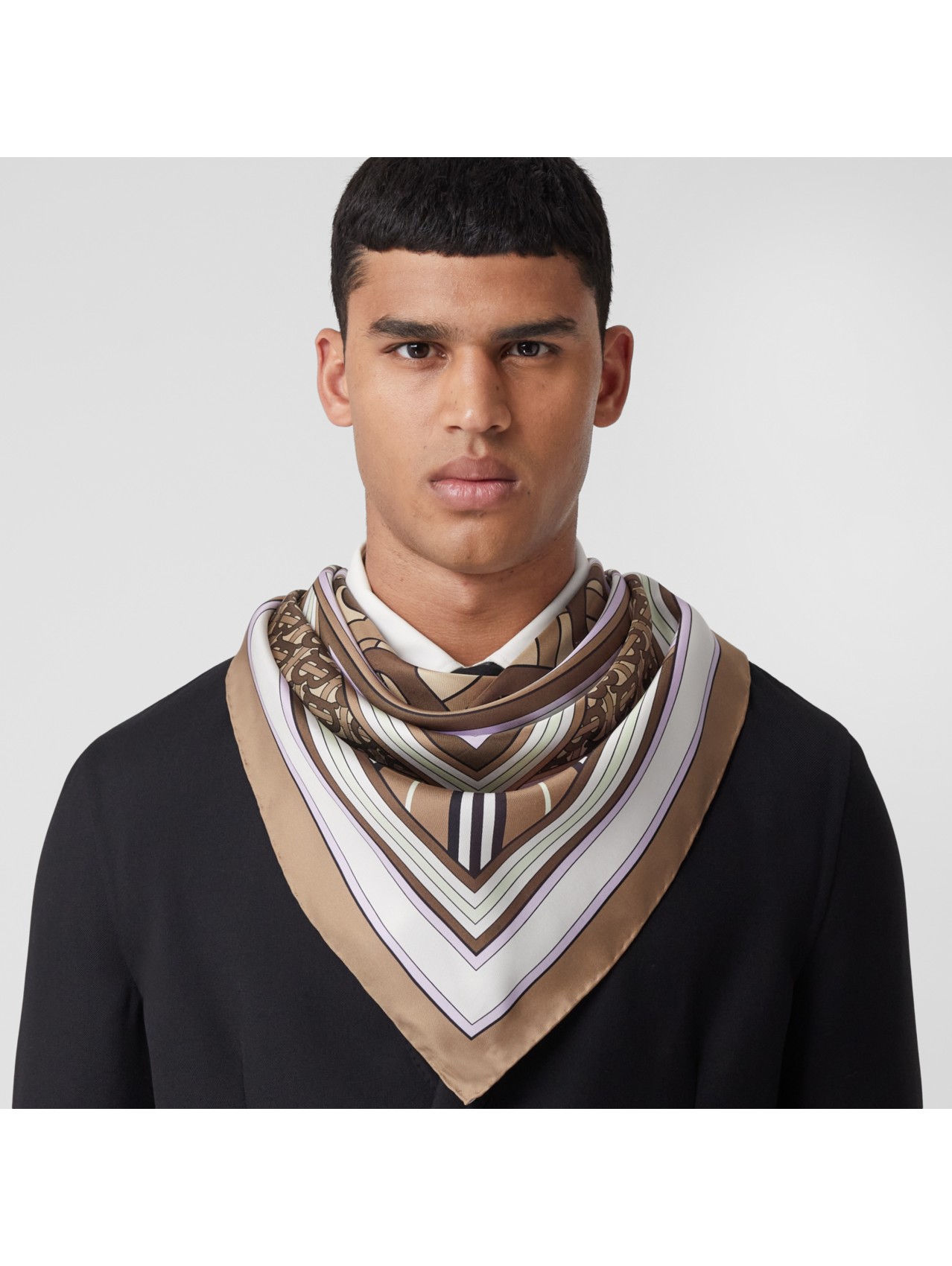 Printed Silk Scarf in Beige - Burberry