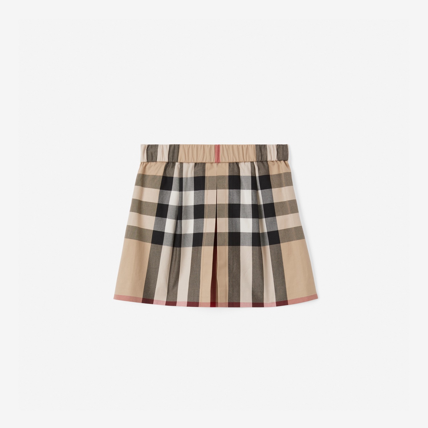 Exaggerated Check Pleated Cotton Skirt