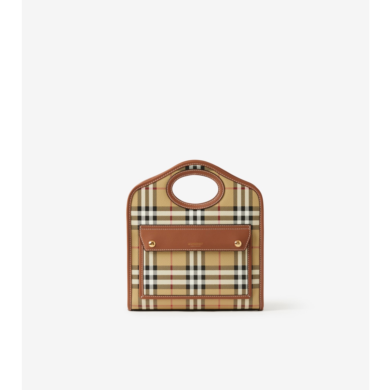 Mini Pocket Bag in Briar brown - Women, Vintage Check | Burberry 