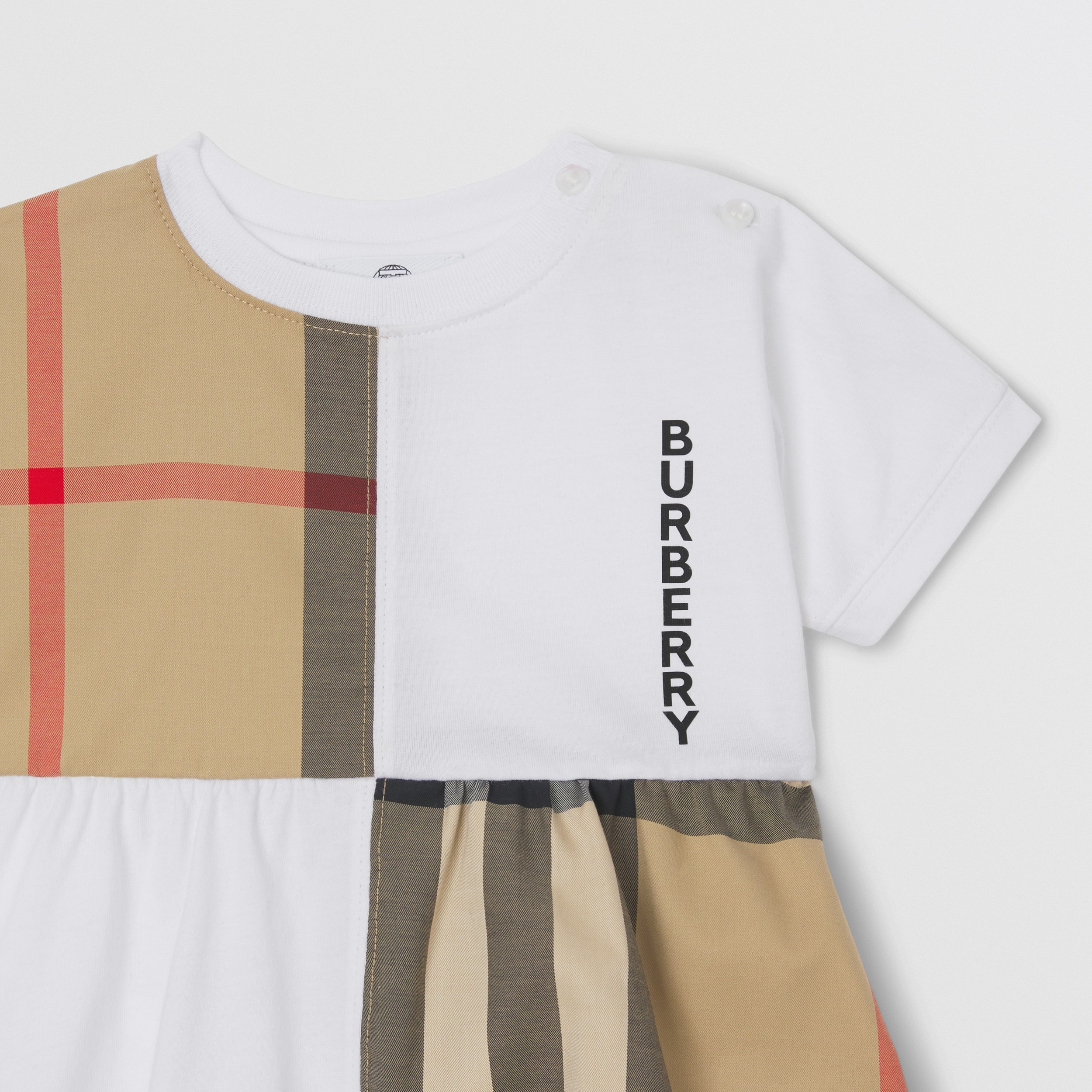 Check Panel Cotton Dress with Bloomers in White - Children | Burberry® Official - 4
