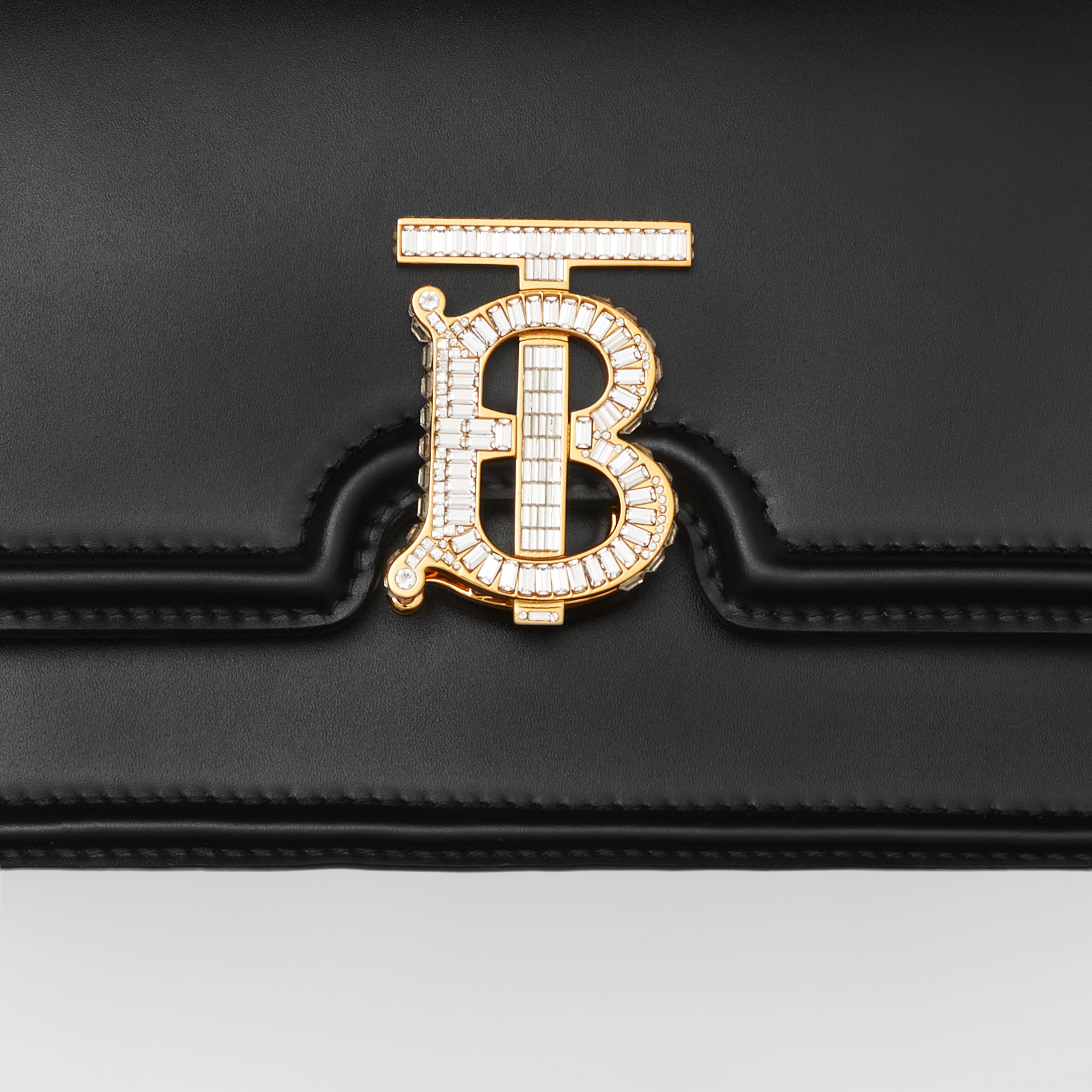 Crystal Monogram Motif Leather Small TB Bag in Black - Women | Burberry® Official - 2