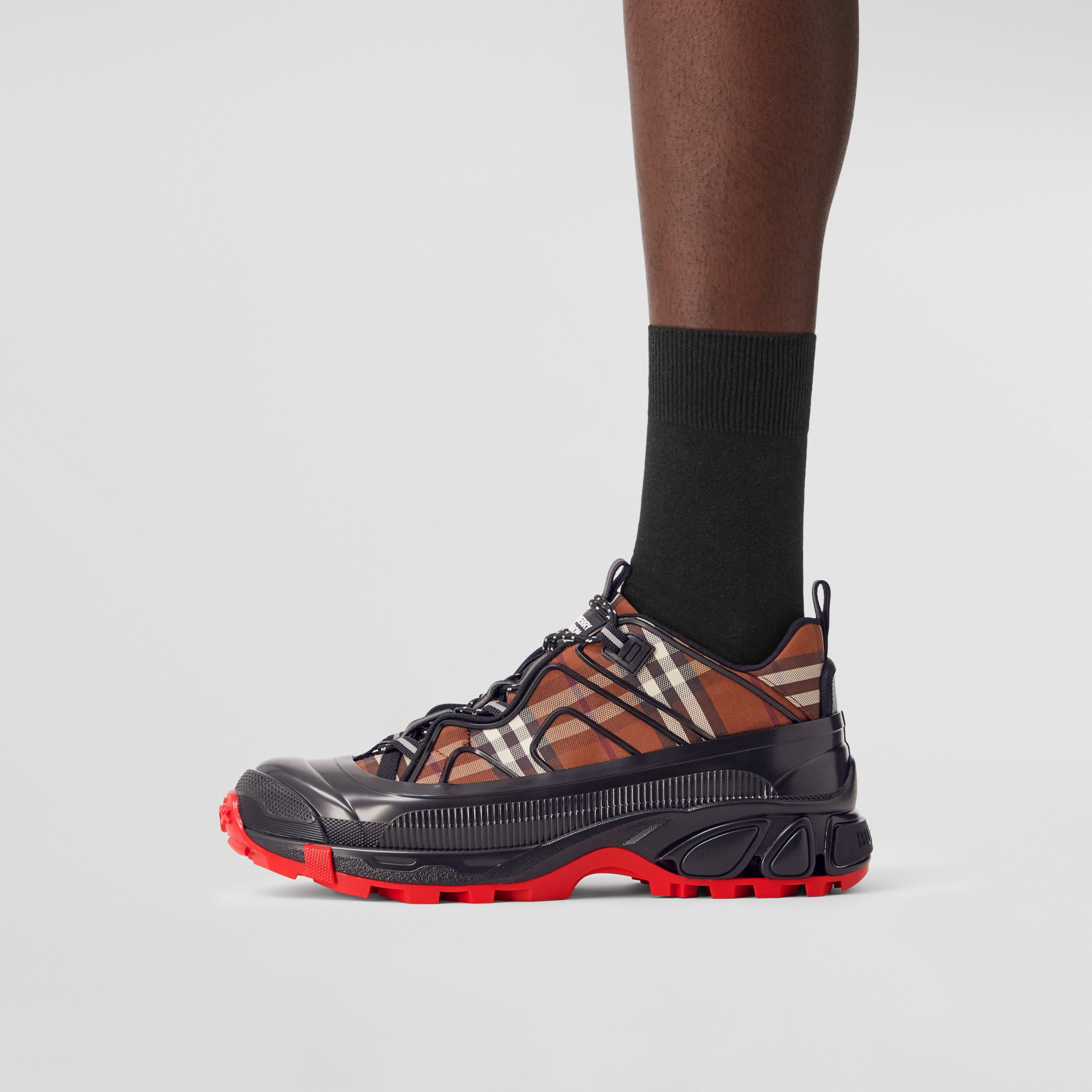 Vintage Check Cotton Arthur Sneakers in Birch Brown - Men | Burberry® Official - 3
