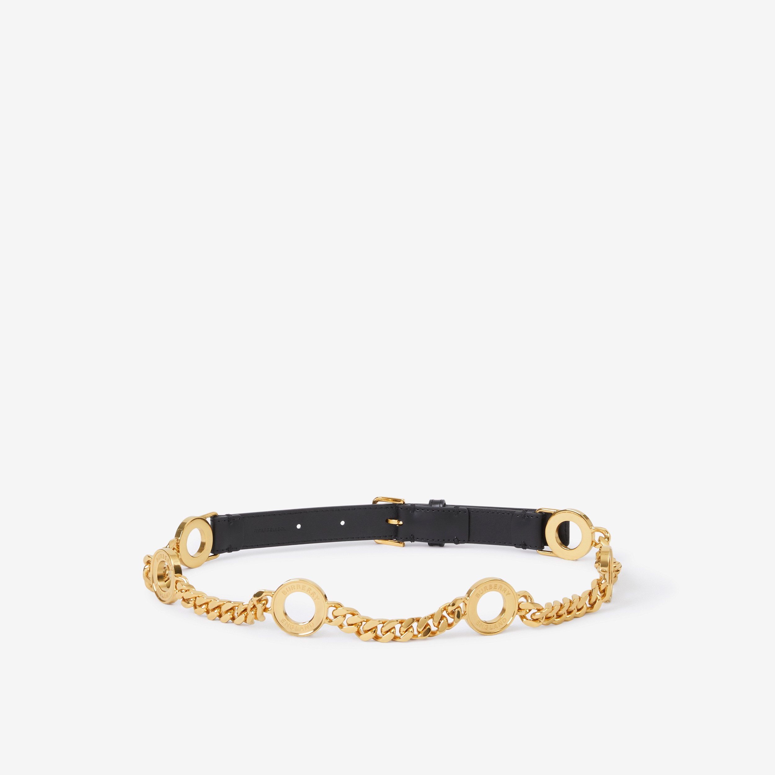Leather and Gold-plated Chain Belt in Black/gold - Women | Burberry® Official - 2