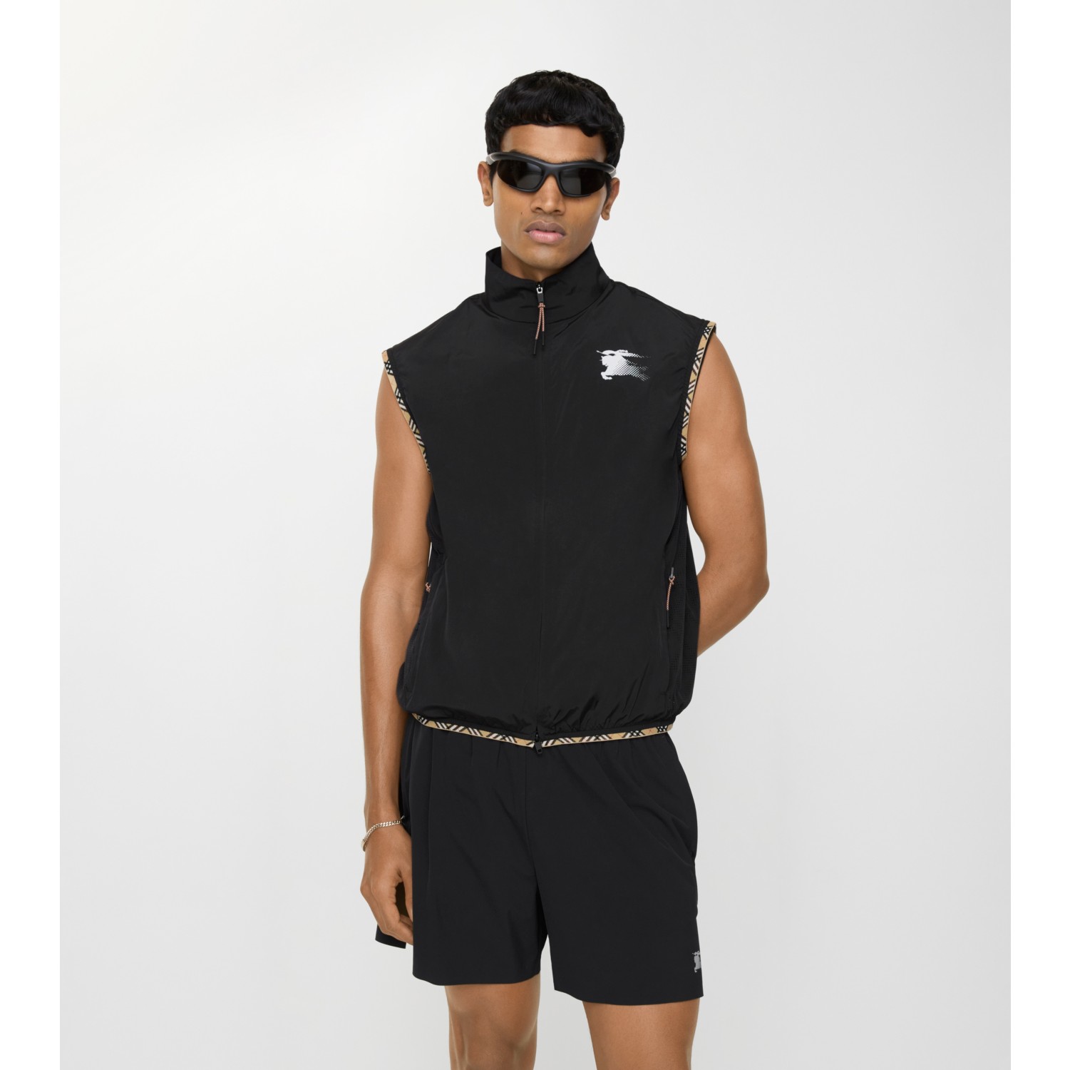 Check Trim Nylon Gilet