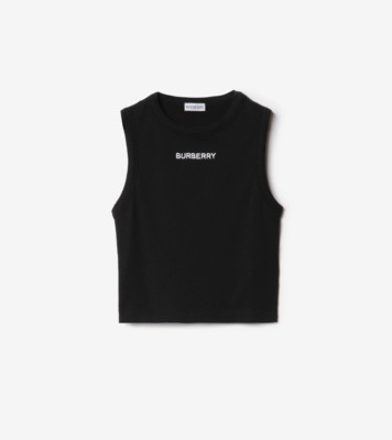 BURBERRY LONDON タンクトップ リブ ストレッチコットン タンクトップ (ブラック) - ウィメンズ