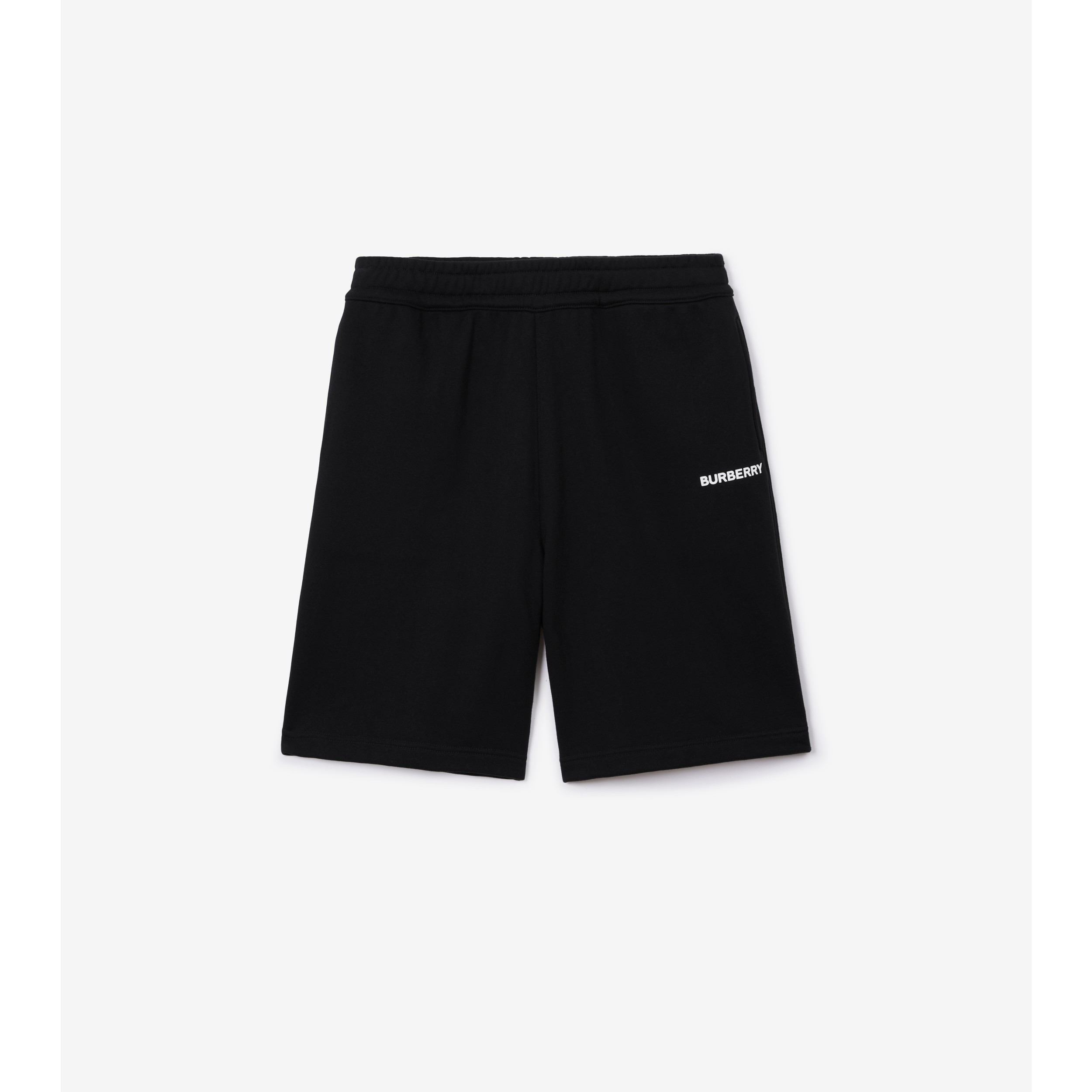 Logo Print Cotton Shorts in Black - Men | Burberry® Official