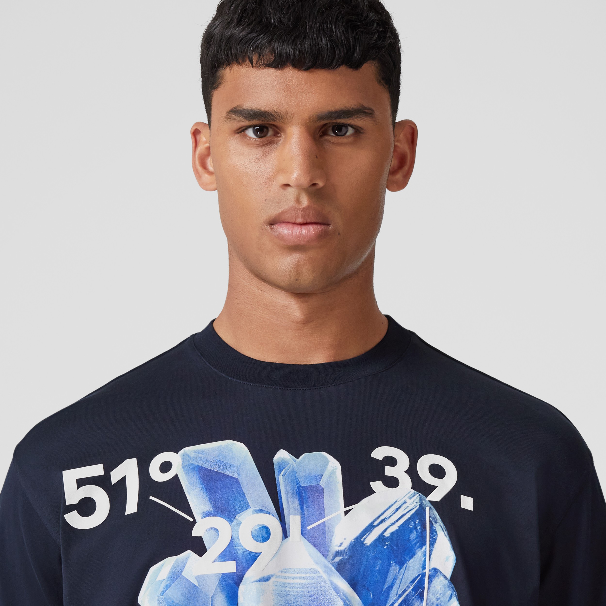 Crystal and Coordinates Print Cotton T-shirt in Dark Charcoal Blue - Men |  Burberry® Official