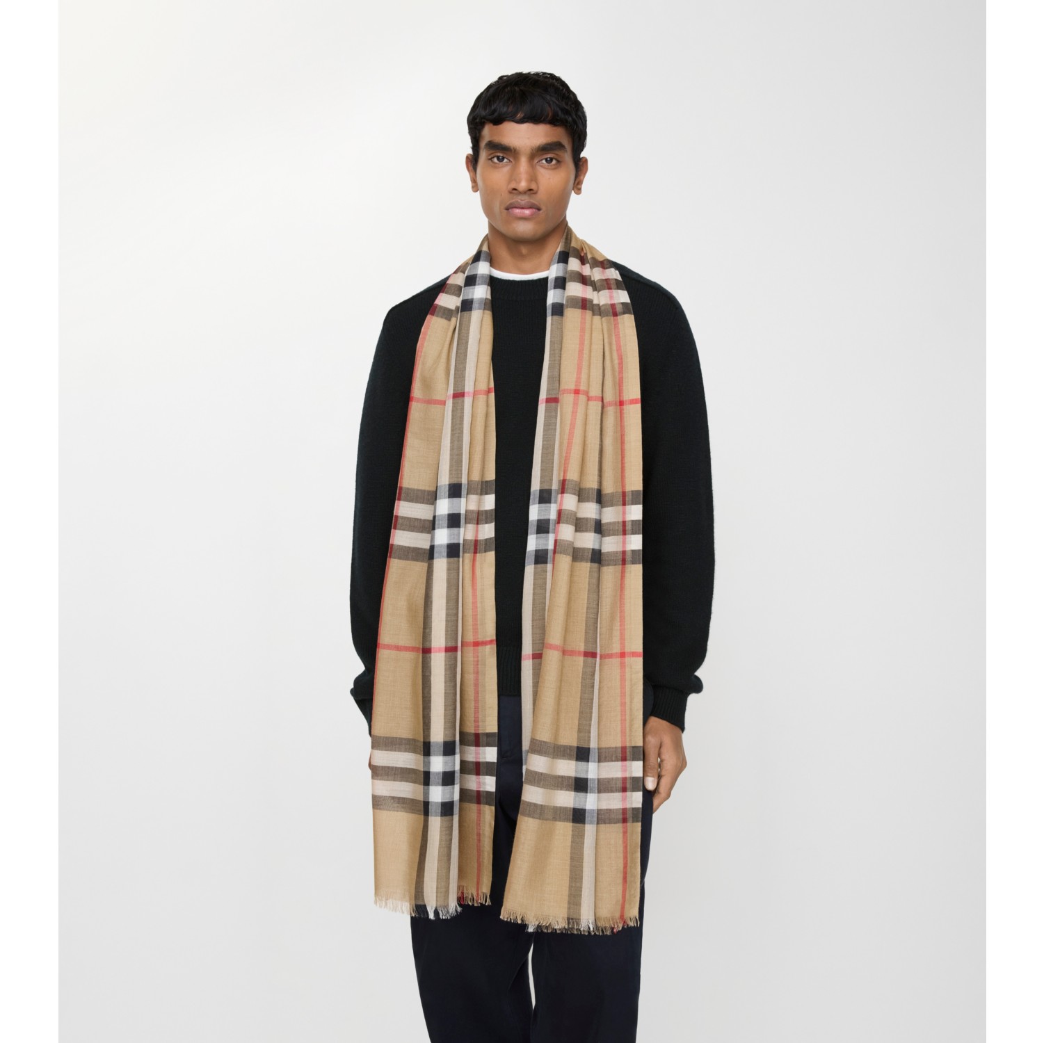 チェック ウールシルク スカーフ (アーカイブベージュ) | Burberry
