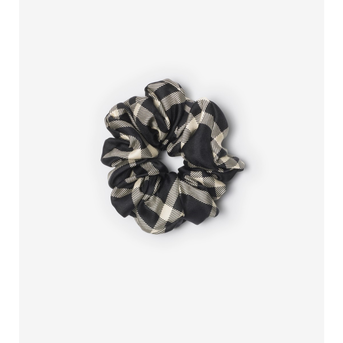 Burberry Check Silk Scrunchie In Black/calico