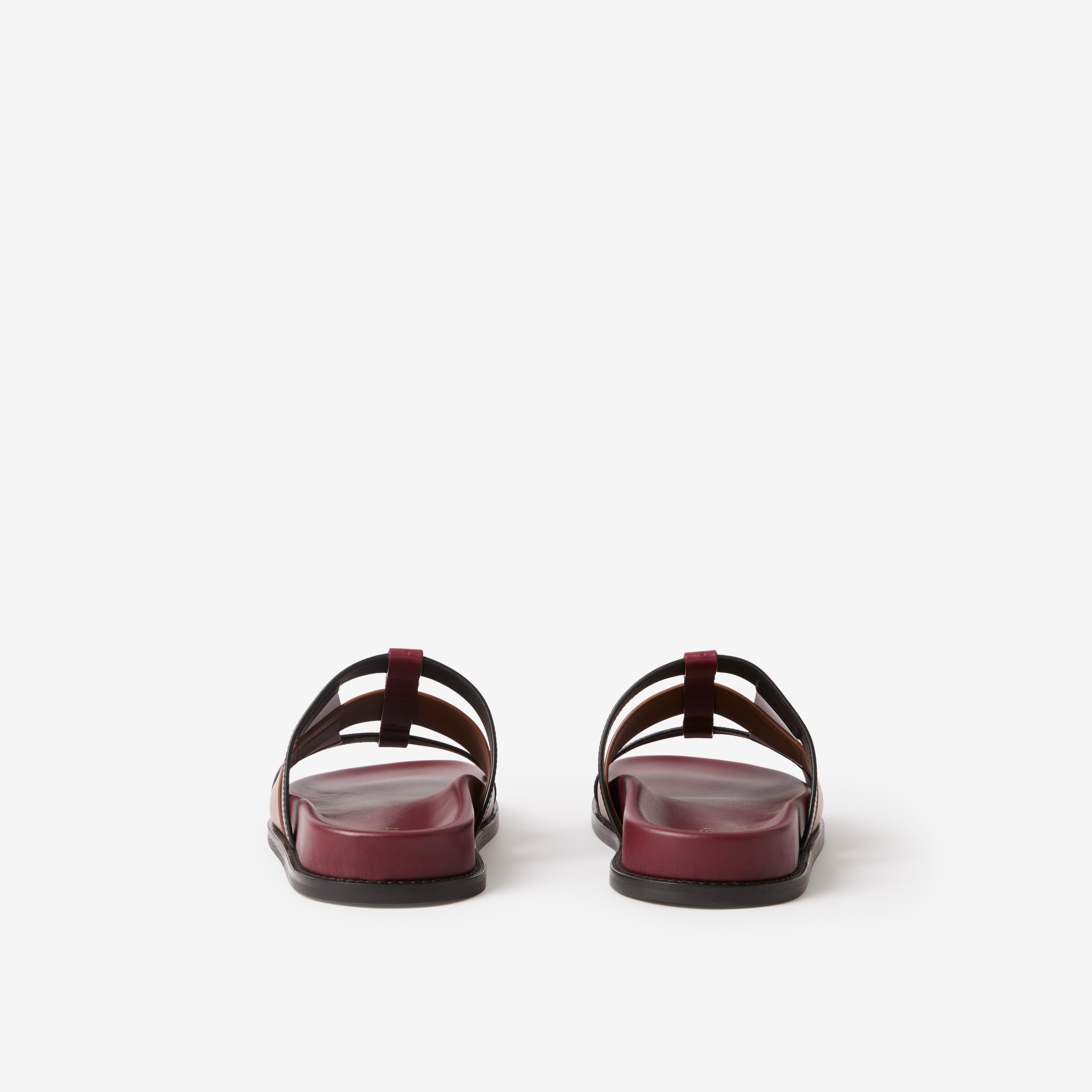 Woven Leather Slides in Dark Birch Brown/bordeaux/white - Women | Burberry® Official - 3