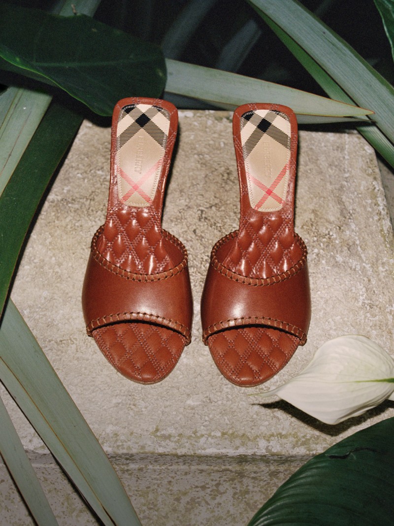 Leather Cabana Mules in Chesnut