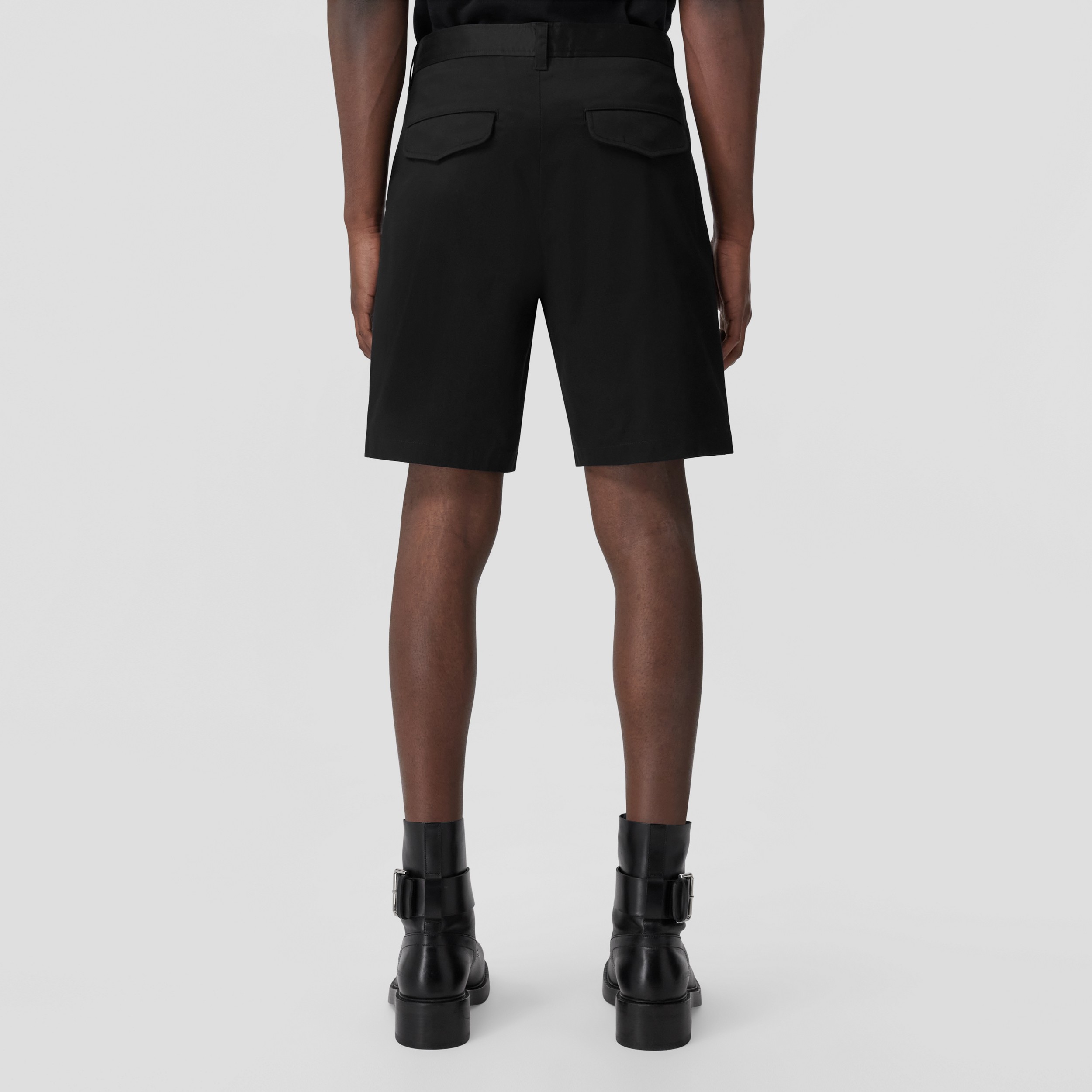 Monogram Motif Stretch Cotton Shorts in Black - Men | Burberry® Official - 3