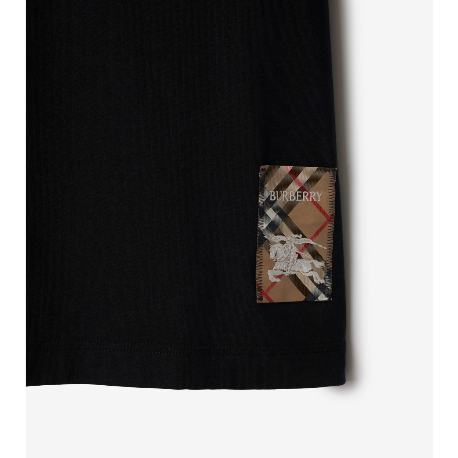 Camiseta en algodon con etiqueta Check Negro Hombre Burberry oficial