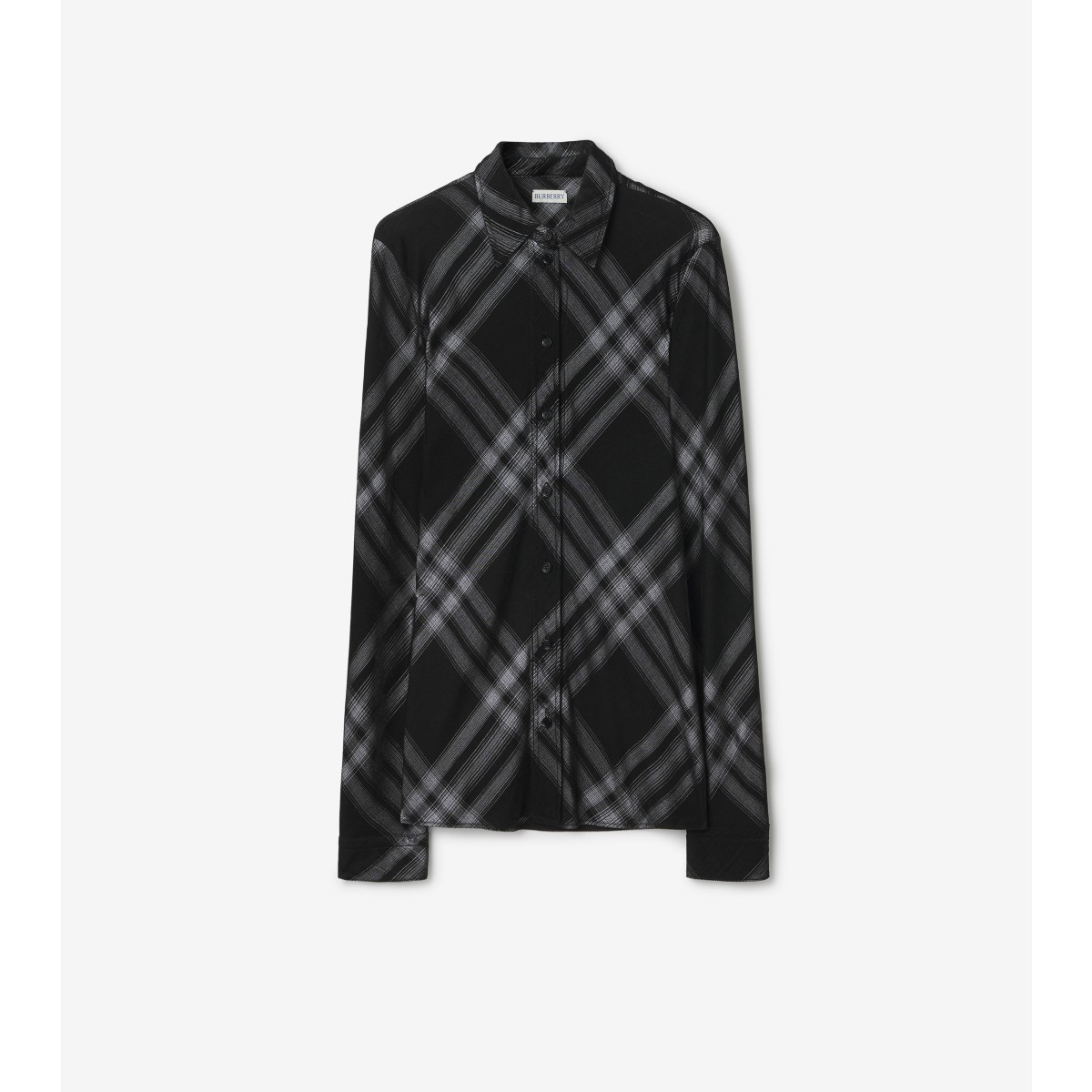 Burberry Signature Check Button-front Shirt In Monochrome