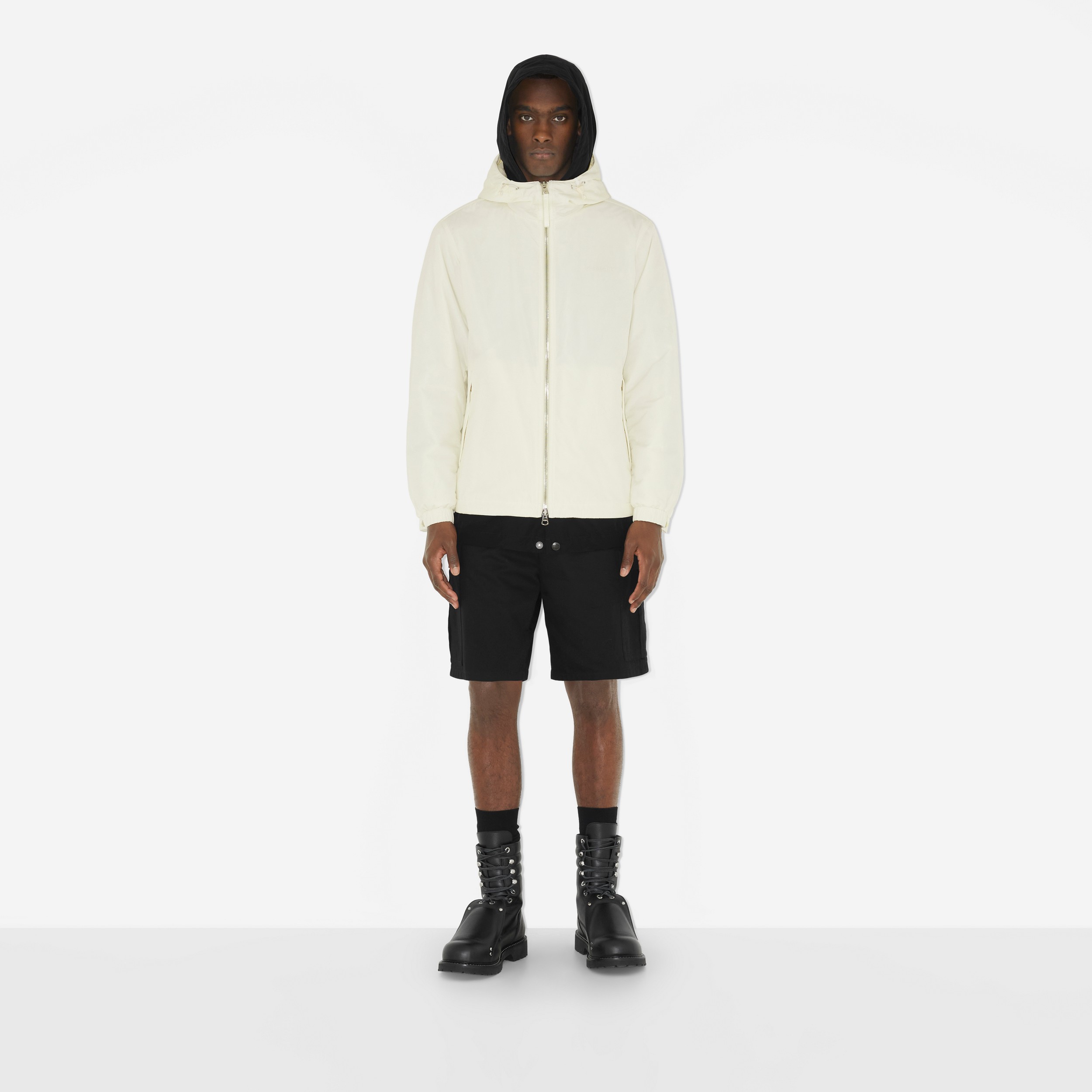 Logo Print Nylon Hooded Jacket in Warm White - Men | Burberry® Official - 2