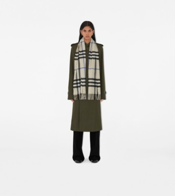 Check Cashmere Scarf In Lichen | Burberry® Official