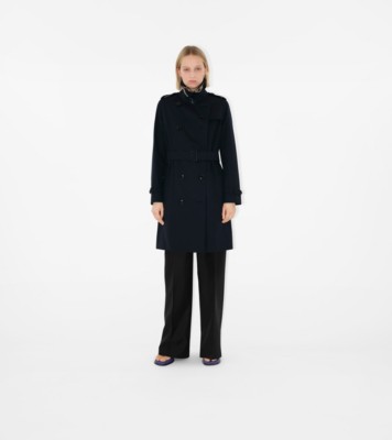 Trench Héritage Mi-long Kensington (Bleu Charbon) - Femme, Gabardine De ...