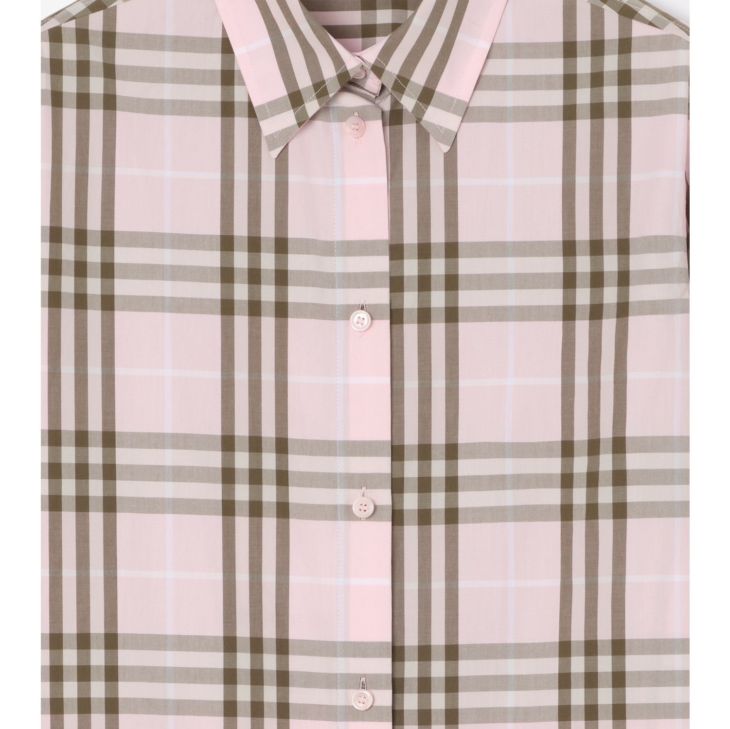 Regular Fit Check Cotton Shirt in Mallow pink - Women | Burberry® Official