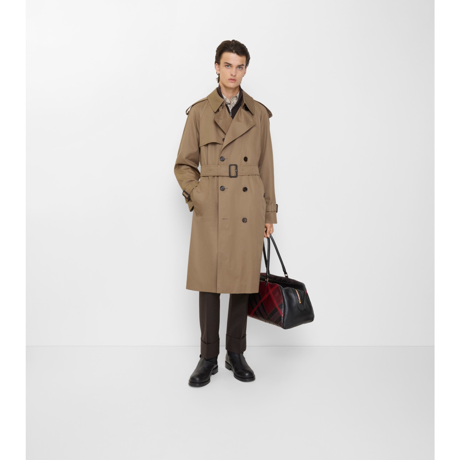 Long Gabardine Trench Coat