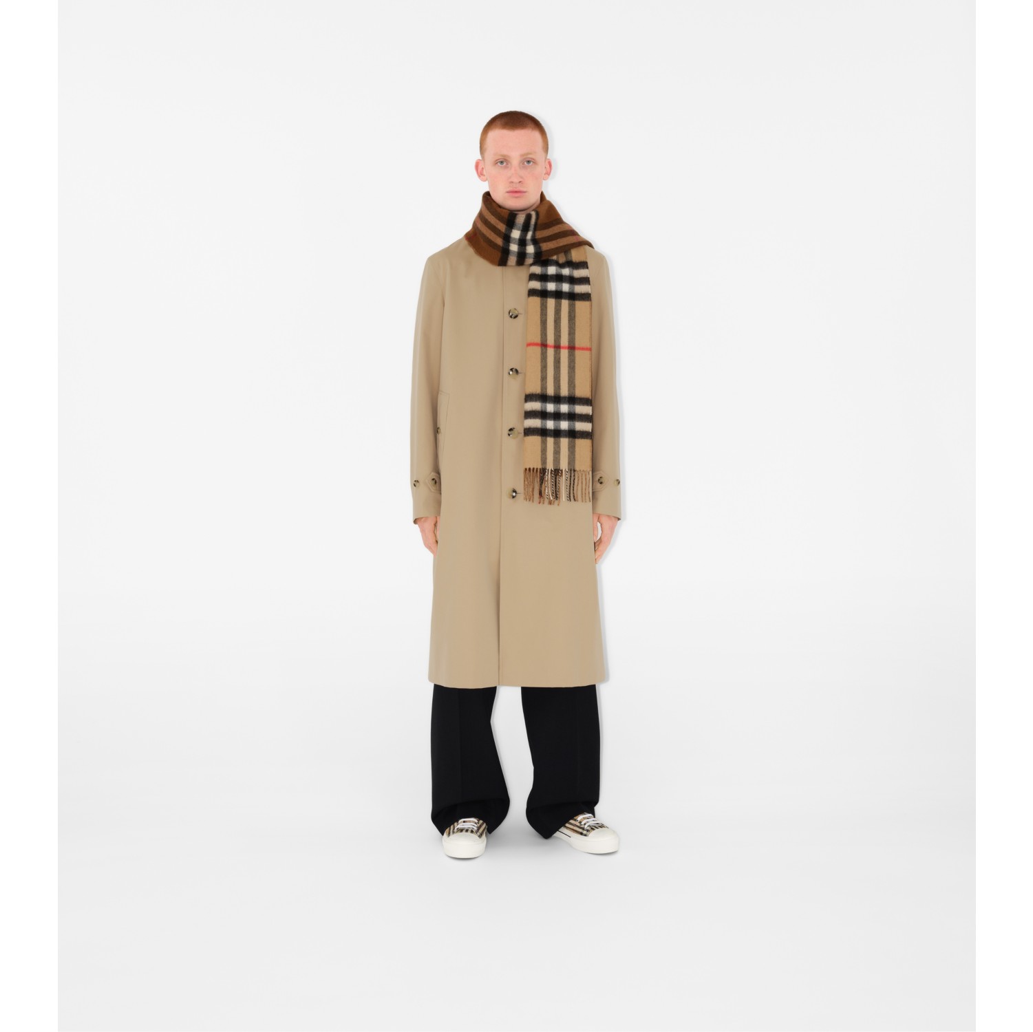 Contrast Check Cashmere Scarf