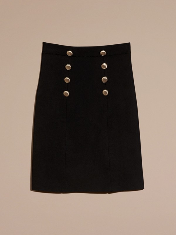 Stretch Technical Cotton Military Skirt in Black - Women | Burberry ...