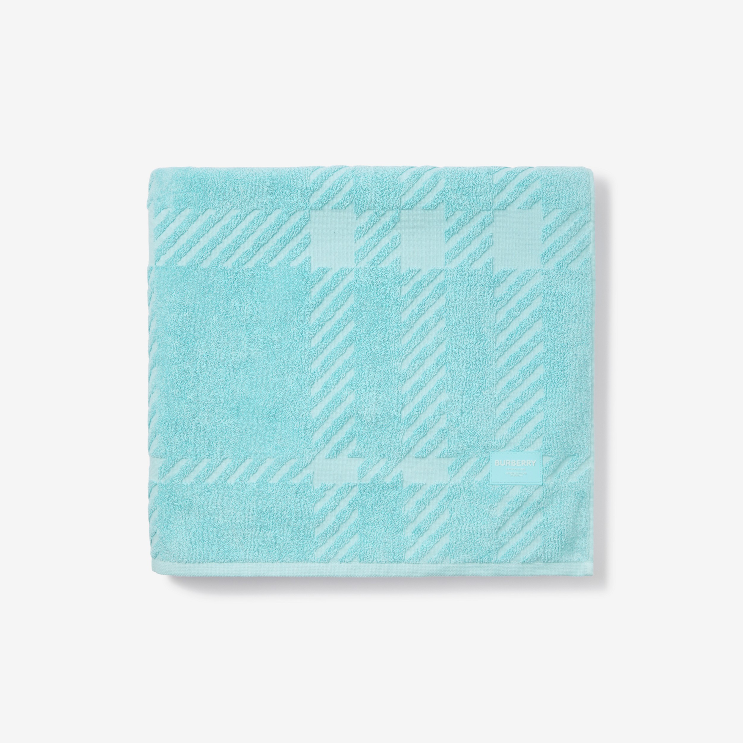 Check Cotton Jacquard Towel in Bright Topaz Blue | Burberry® Official - 2