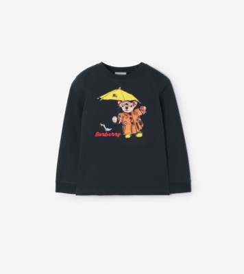 Long sleeve Rain Bear Cotton T shirt Navy ®
