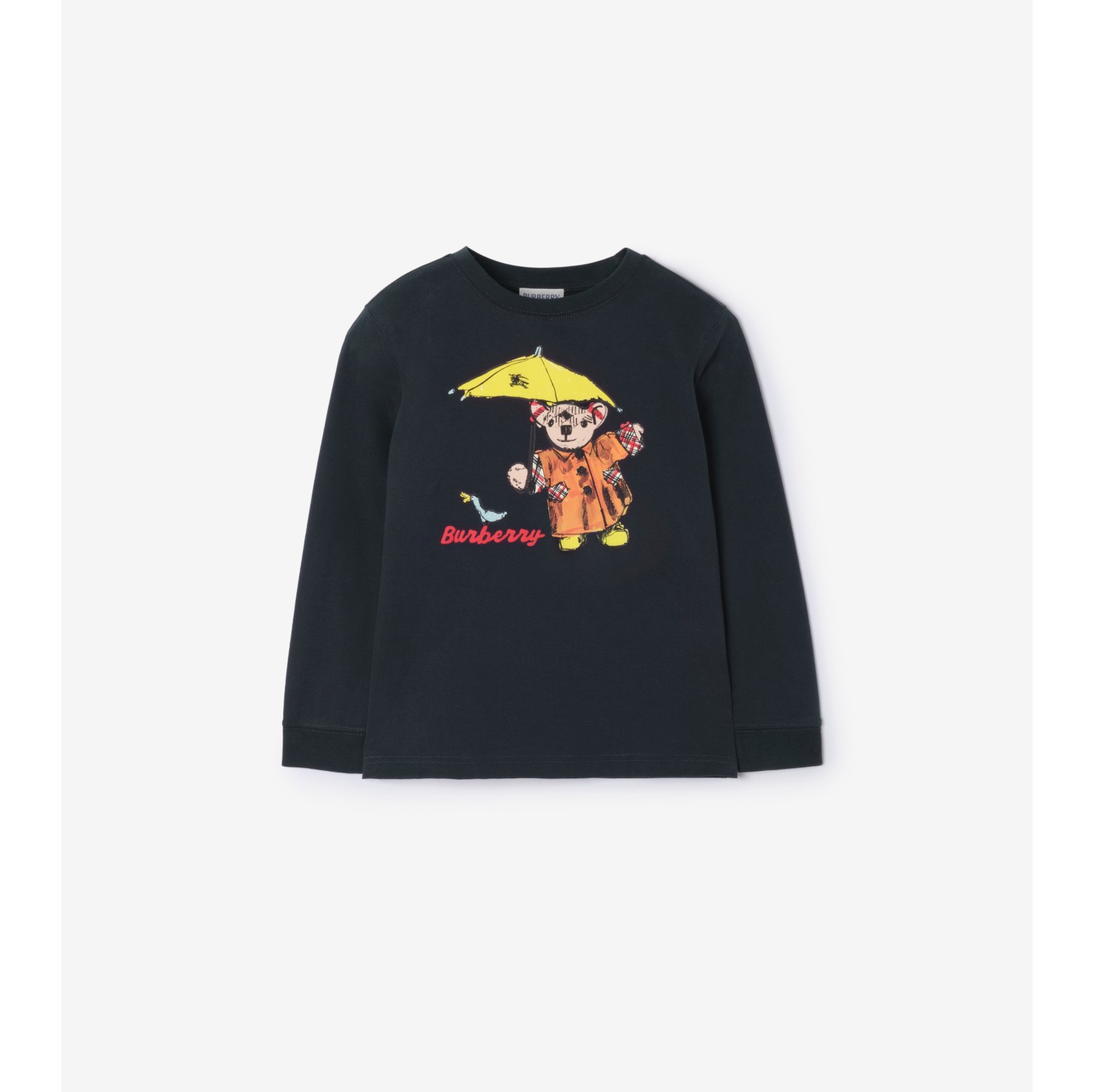 Long-sleeve Rain Bear Cotton T-shirt