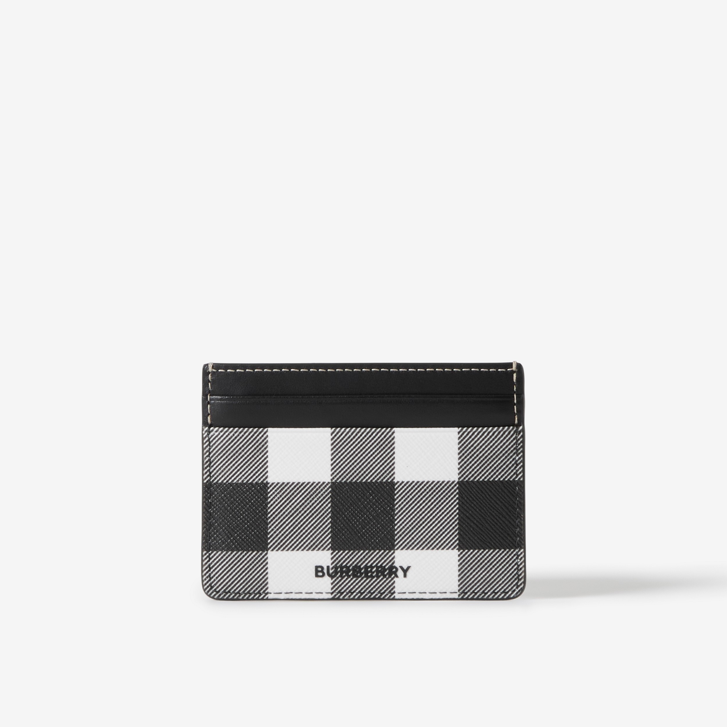 Exaggerated Check and Leather Card Case in Dark Birch Brown - Men | Burberry® Official - 1