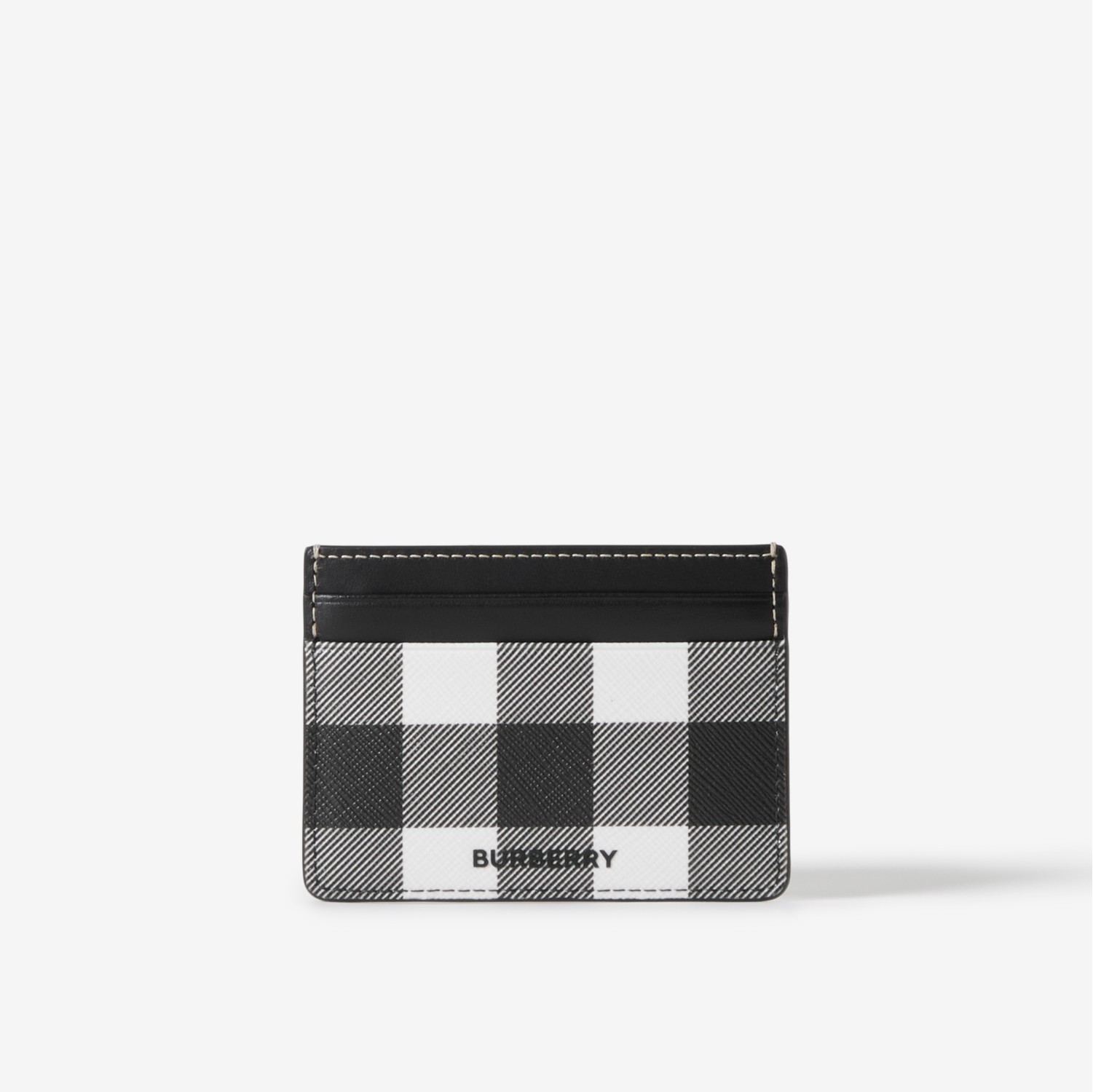 BURBERRY Checked canvas and leather cardholder