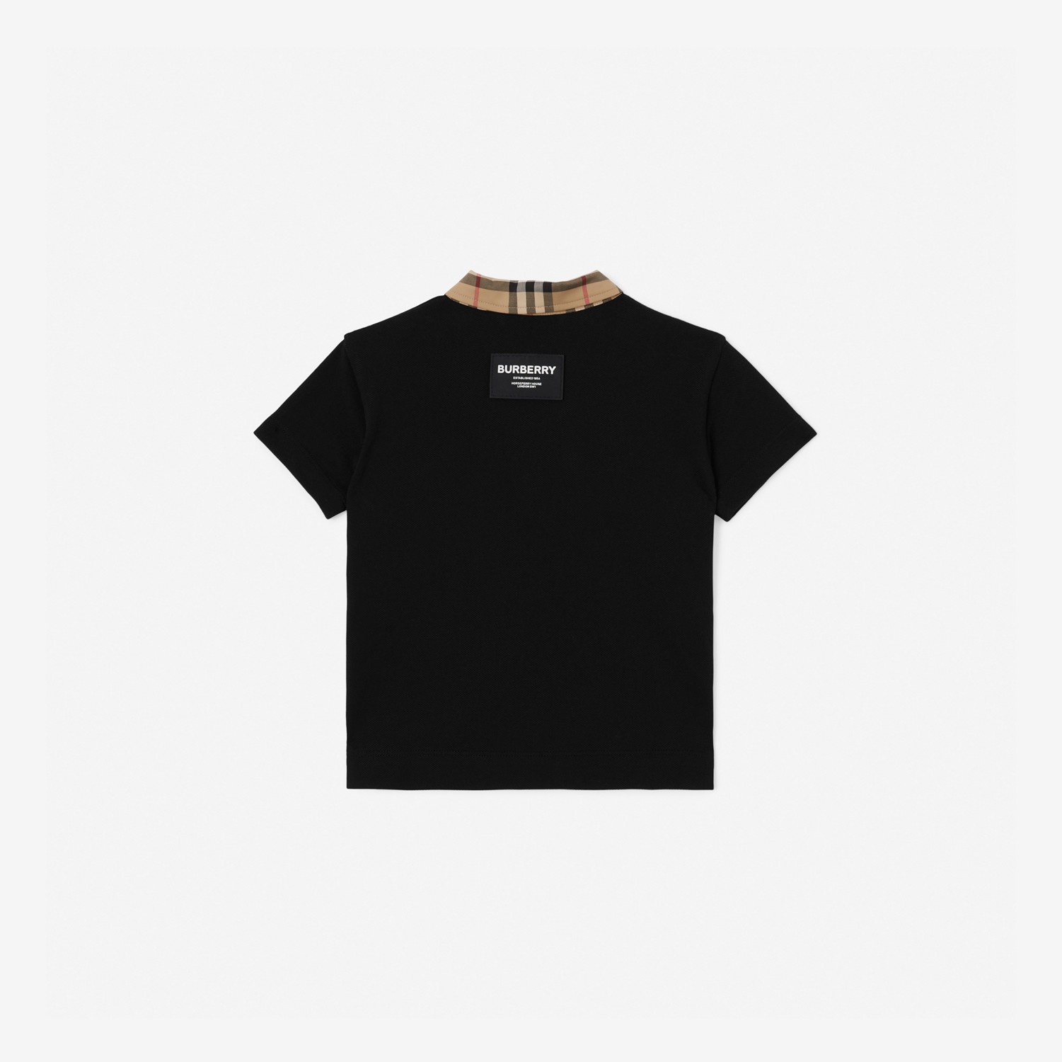 ヴィンテージチェックトリム コットンピケ ポロシャツ (ブラック) - チルドレンズ | Burberry®公式サイト