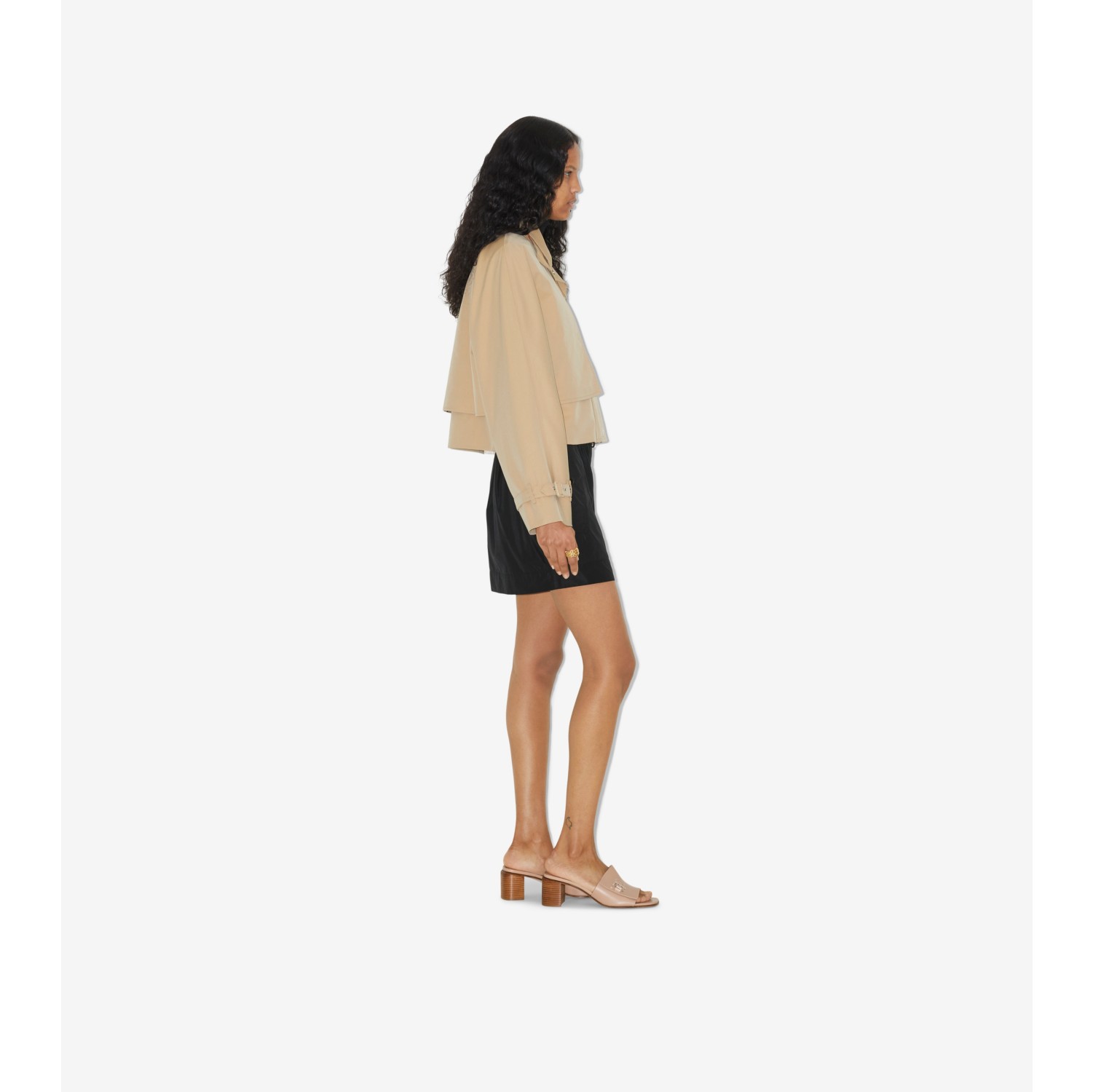 Tropical Gabardine Cropped Jacket in Honey - Women | Burberry® Official
