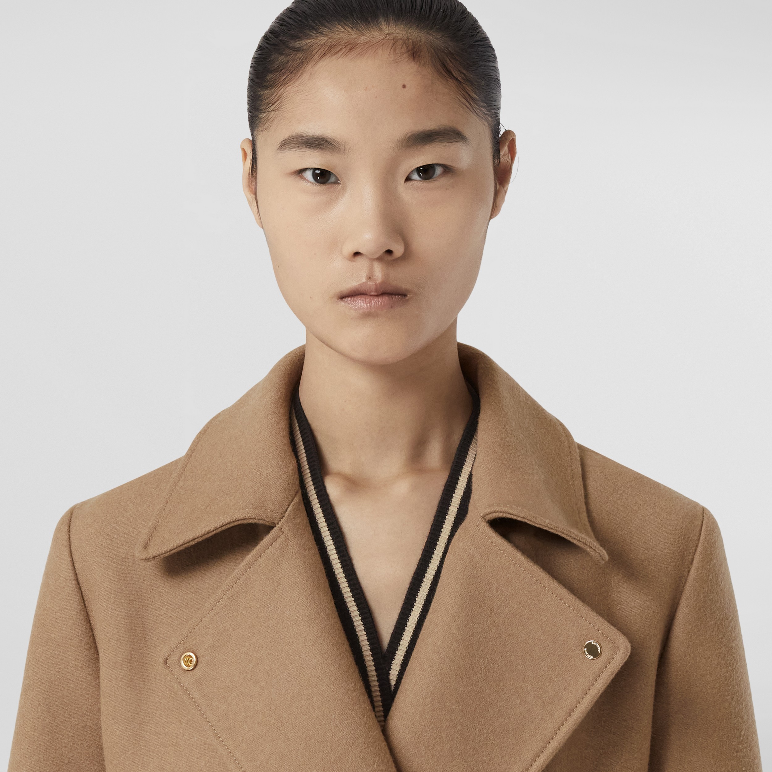 Wool Cashmere Tailored Coat in Camel Melange - Women | Burberry® Official - 2
