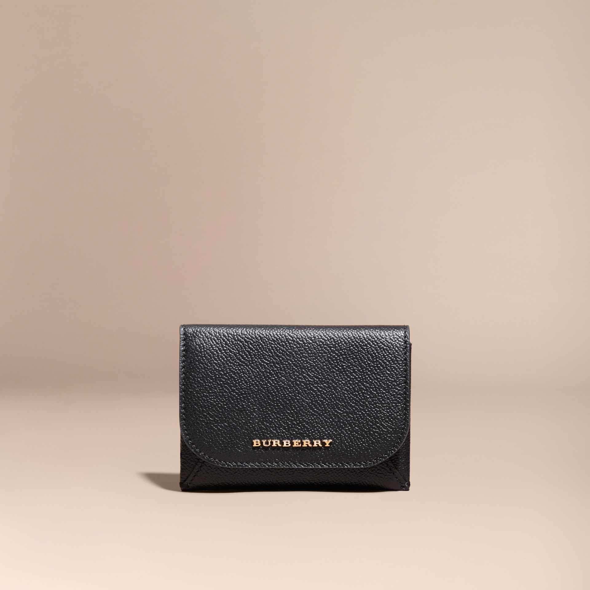 Leather Coin Case with Removable Card Compartment in Black Women Burberry United States