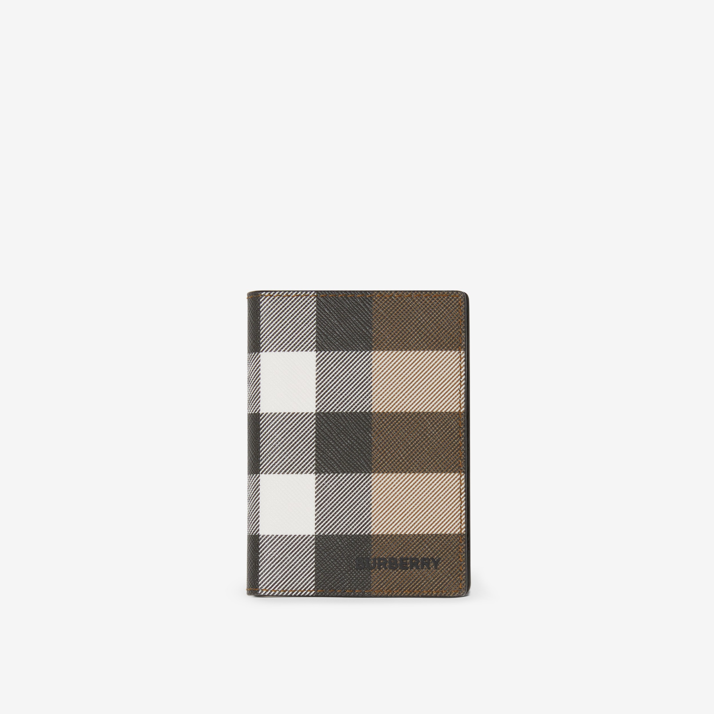 Check and Leather Folding Card Case in Dark Birch Brown - Men | Burberry®  Official