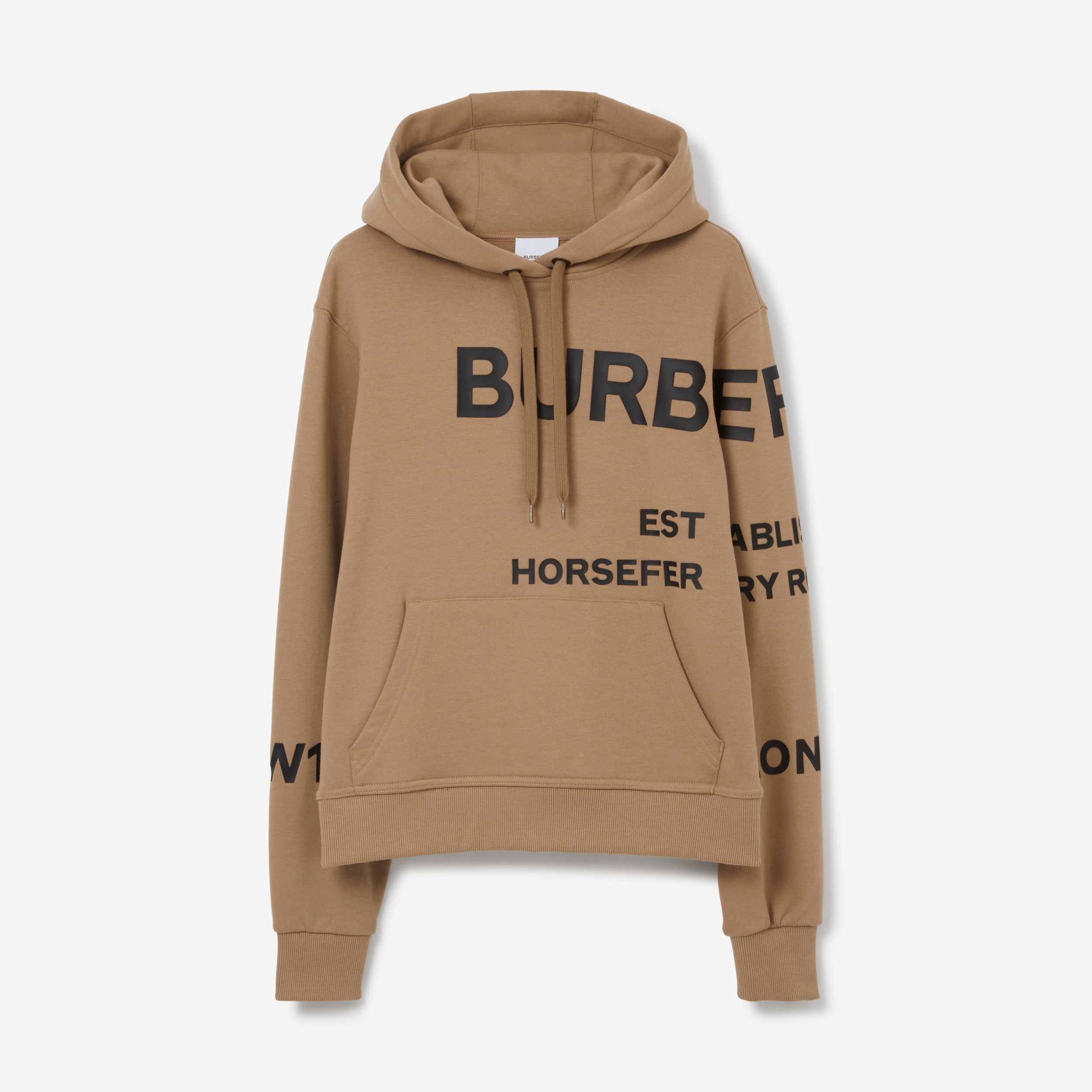 Horseferry Print Cotton Hoodie in Camel - Women | Burberry® Official