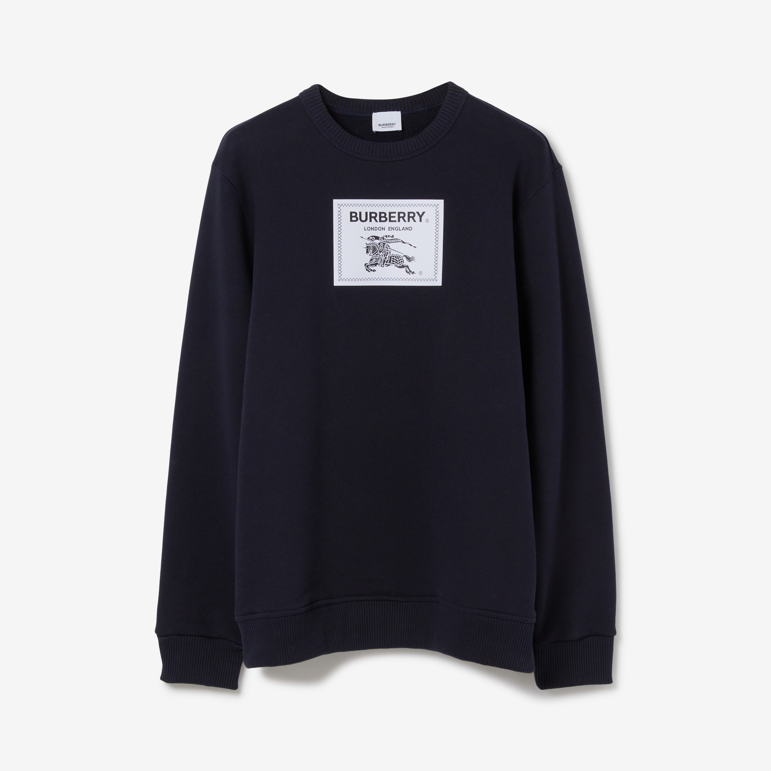 Prorsum Label Cotton Sweatshirt in Smoked Navy - Men | Burberry® Official - 1