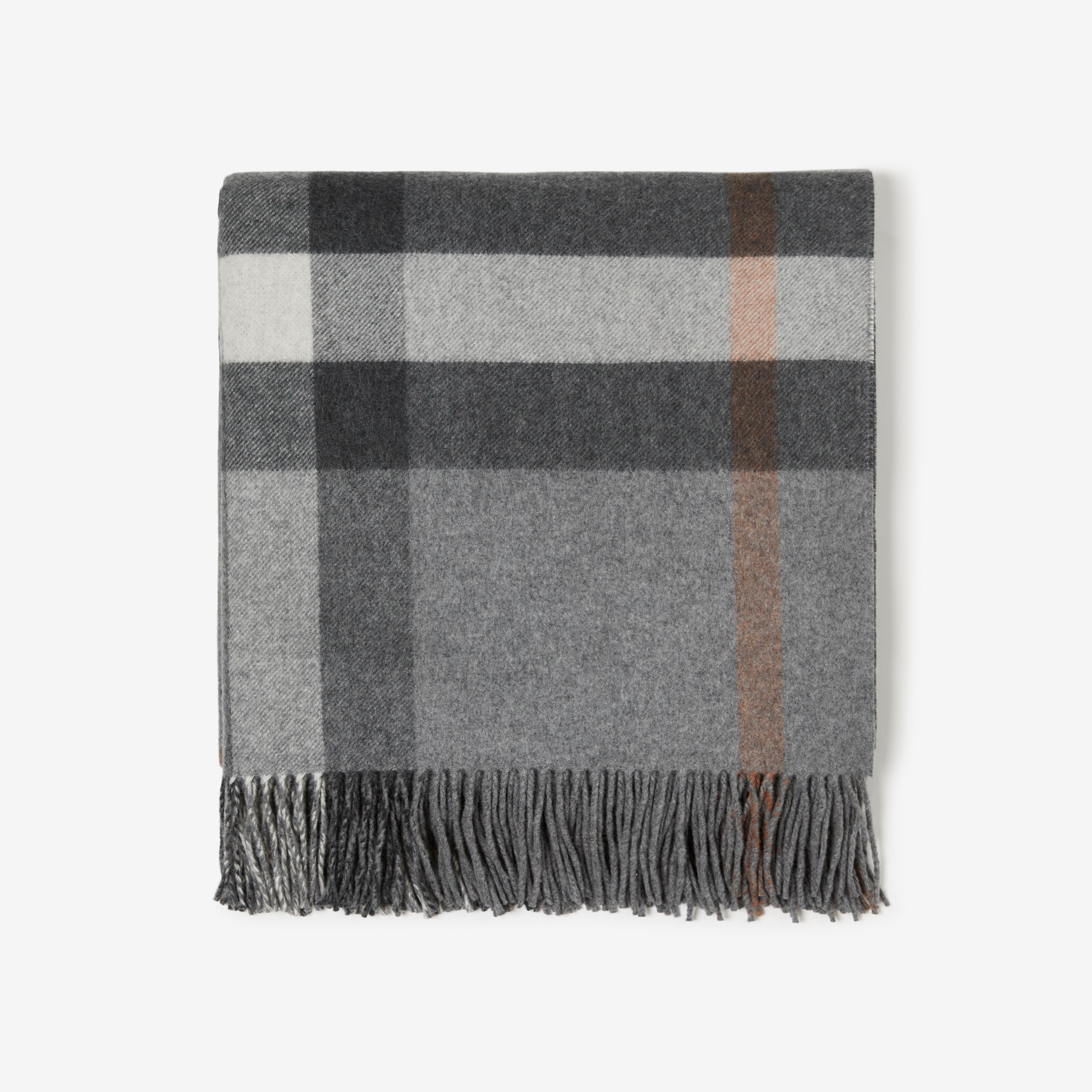 Exaggerated Check Cashmere Blanket in Grey | Burberry® Official - 3