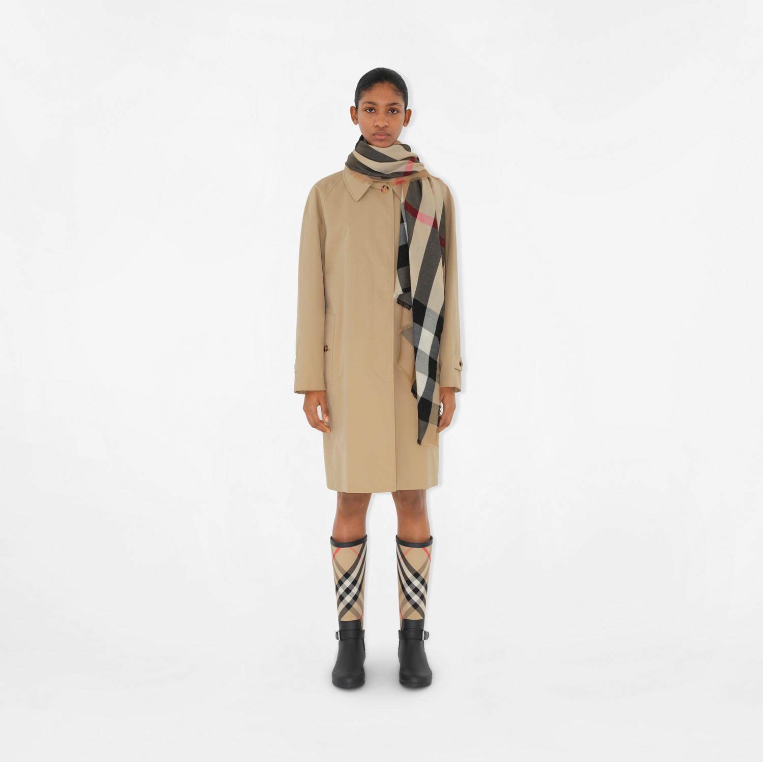 チェック カシミアスカーフ (アーカイブベージュ) | Burberry チェック カシミアスカーフ (アーカイブベージュ) | Burberry