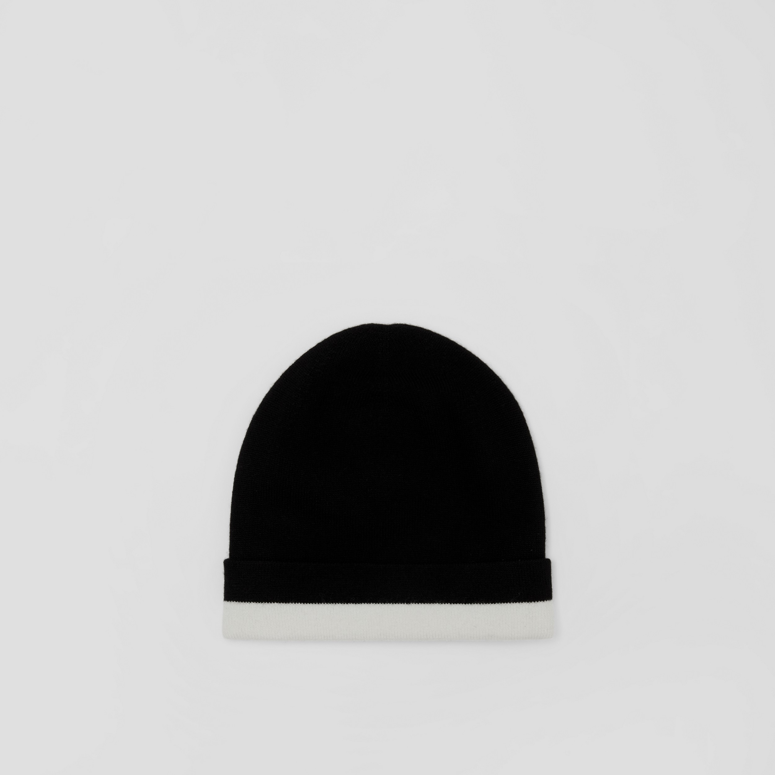 Logo Intarsia Cashmere Beanie in Black/white | Burberry® Official - 3