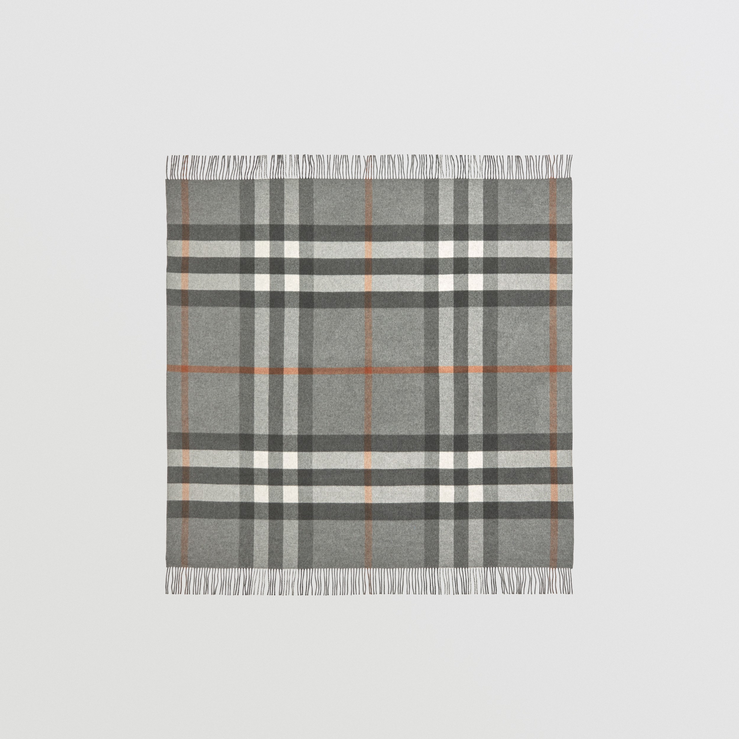 Exaggerated Check Cashmere Blanket in Grey | Burberry® Official - 1
