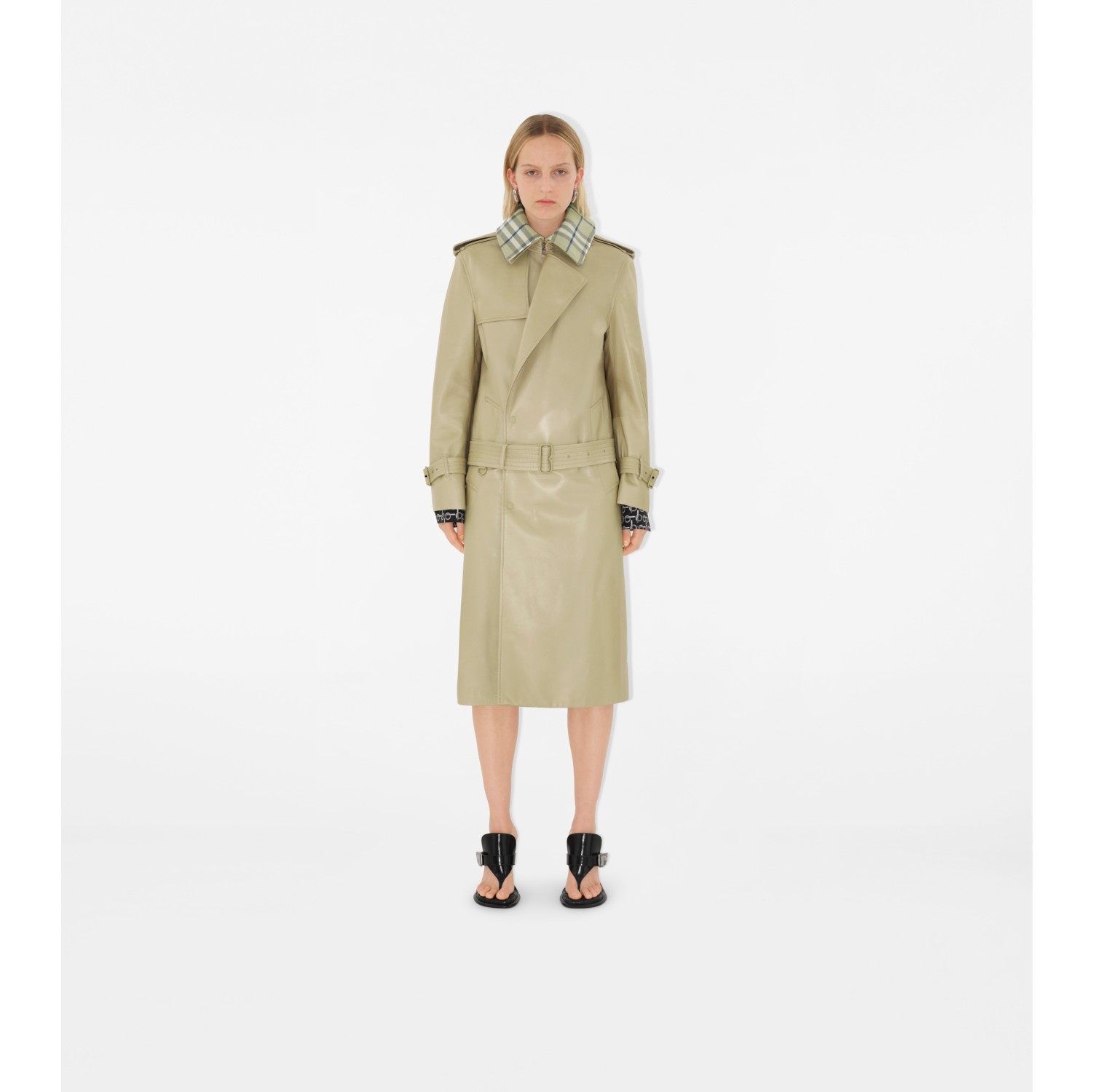 Langer Trenchcoat aus Leder