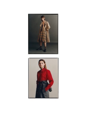 red burberry trench coat