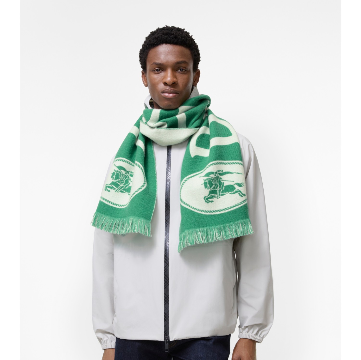 Logo Wool Scarf in Tennis green | Burberry® Official