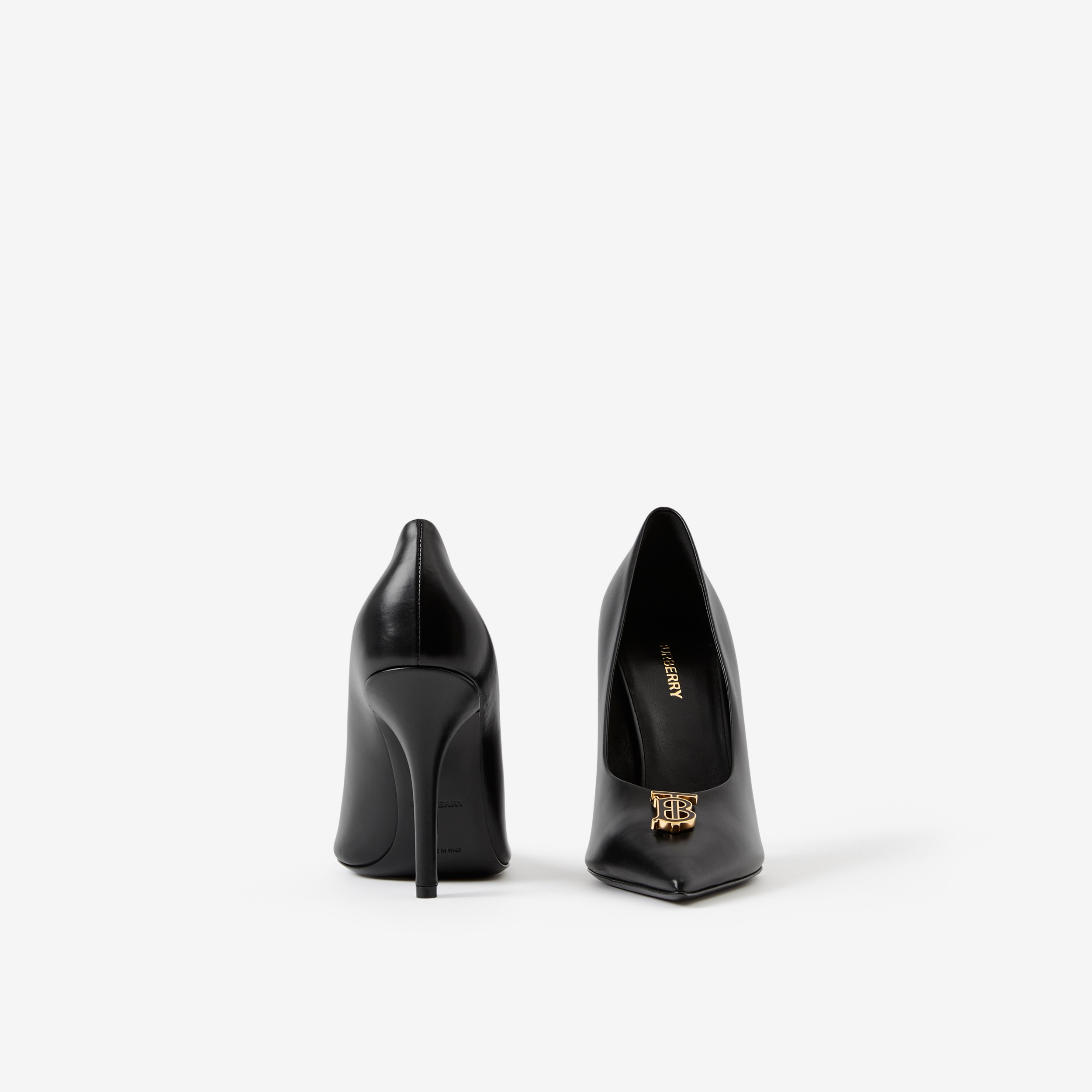 Monogram Motif Leather Point-toe Pumps in Black - Women | Burberry® Official - 4