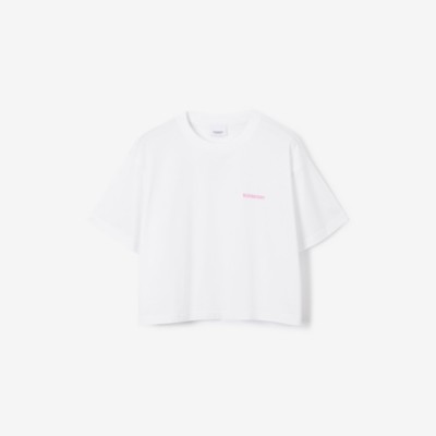 Burberry Lolly Crest Crop Graphic T-shirt In White