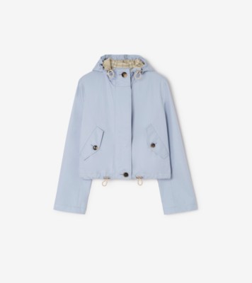 Cropped Tropical Gabardine Parka in Sunbleached blue - Women | Burberry® Official