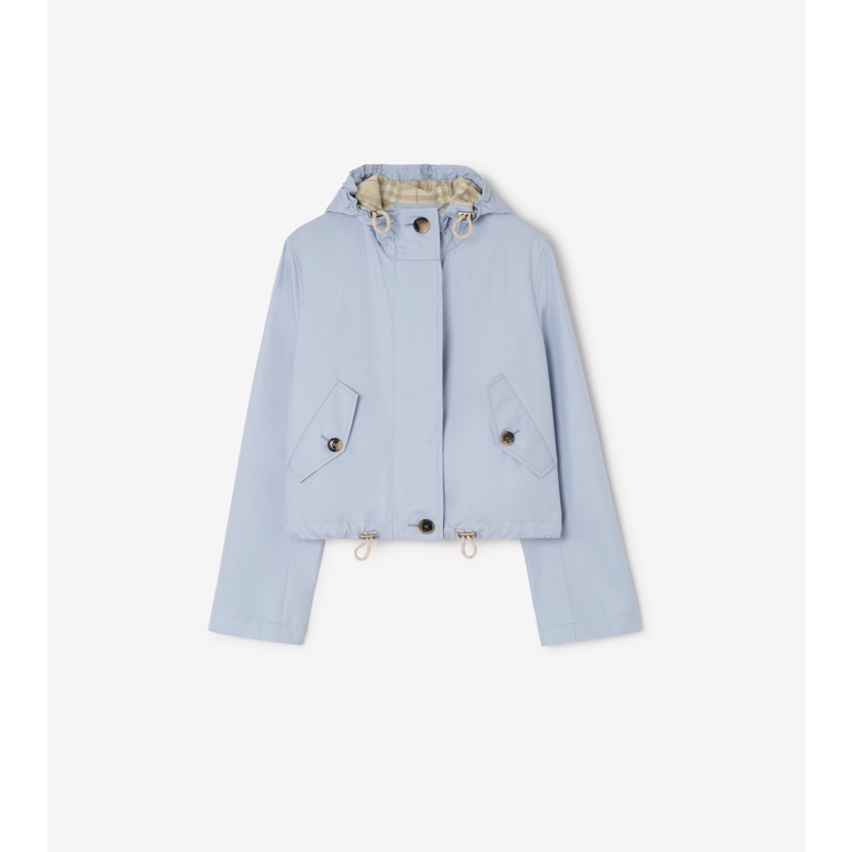  Check Cropped Tropical Gabardine Parka